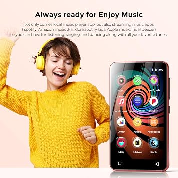 160GB MP3 Player mit Bluetooth und WiFi innioasis Musik Player mit Spotify Amazon Music 4 Touchscreen Android MP4 MP3 Player für Kinder Audible Spotify Kinder Schwarz-Rot