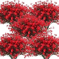 Vista 24 de RECUTMS - 8 ramas de flores artificiales, eucalipto artificial realistas, resiste rayos ultravioleta, para jardín, patio, boda, oficina y casa