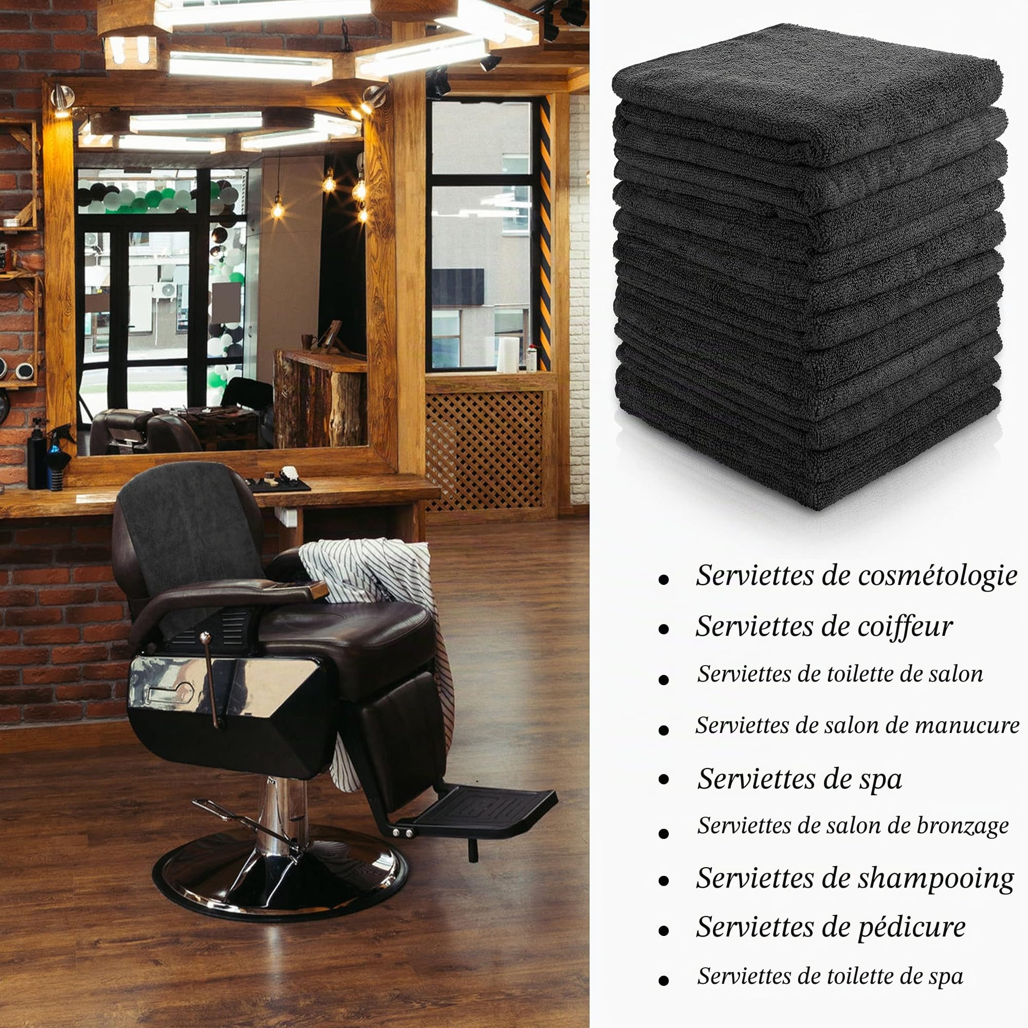 Lot de 26 Serviettes de Salon en Microfibre pour séchage des Cheveux, résistantes à l'eau de Javel, Non pelucheuses, absorbantes, pour Maison, hôtel, Bain, Salon, Spa, Salle de Sport (40,6 x 68,6 cm,