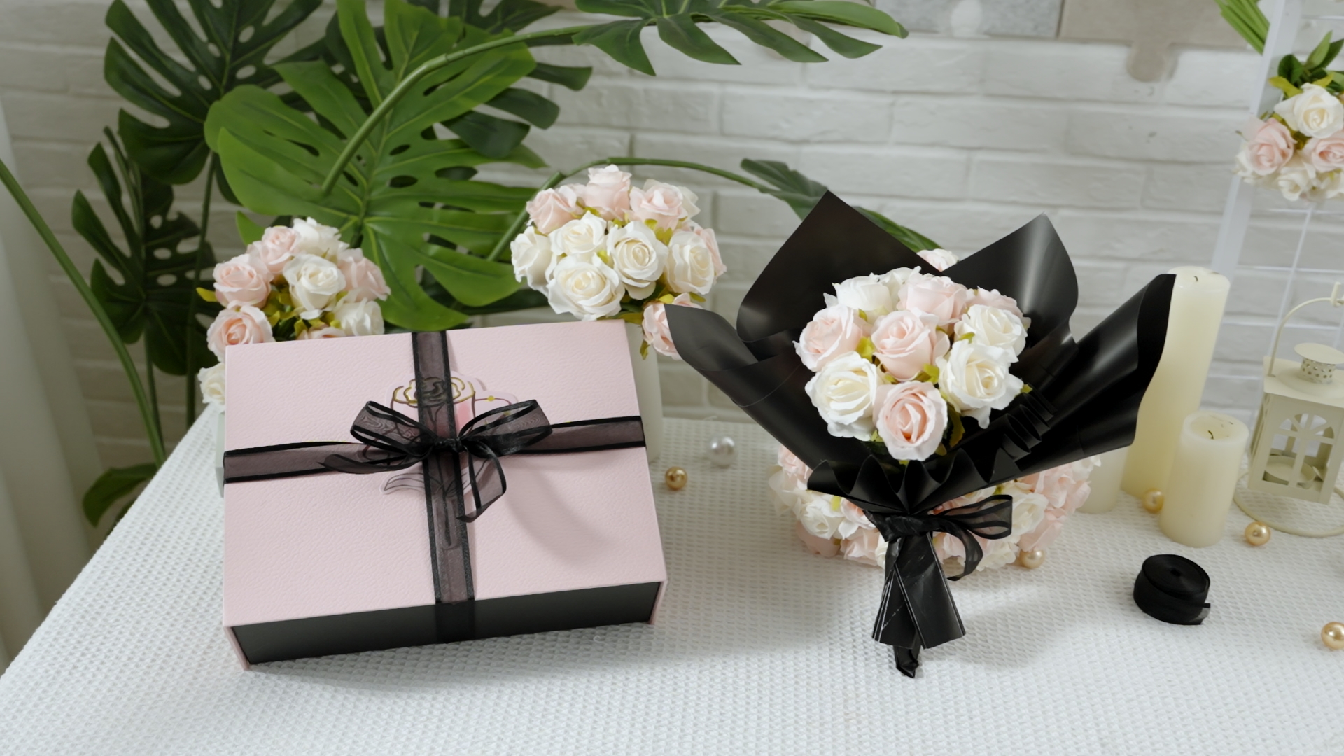 20 Pack Flower Bags For Bouquets - Black Wrapping Sleeves With Ribbon For Weddings, Birthdays & Gifts