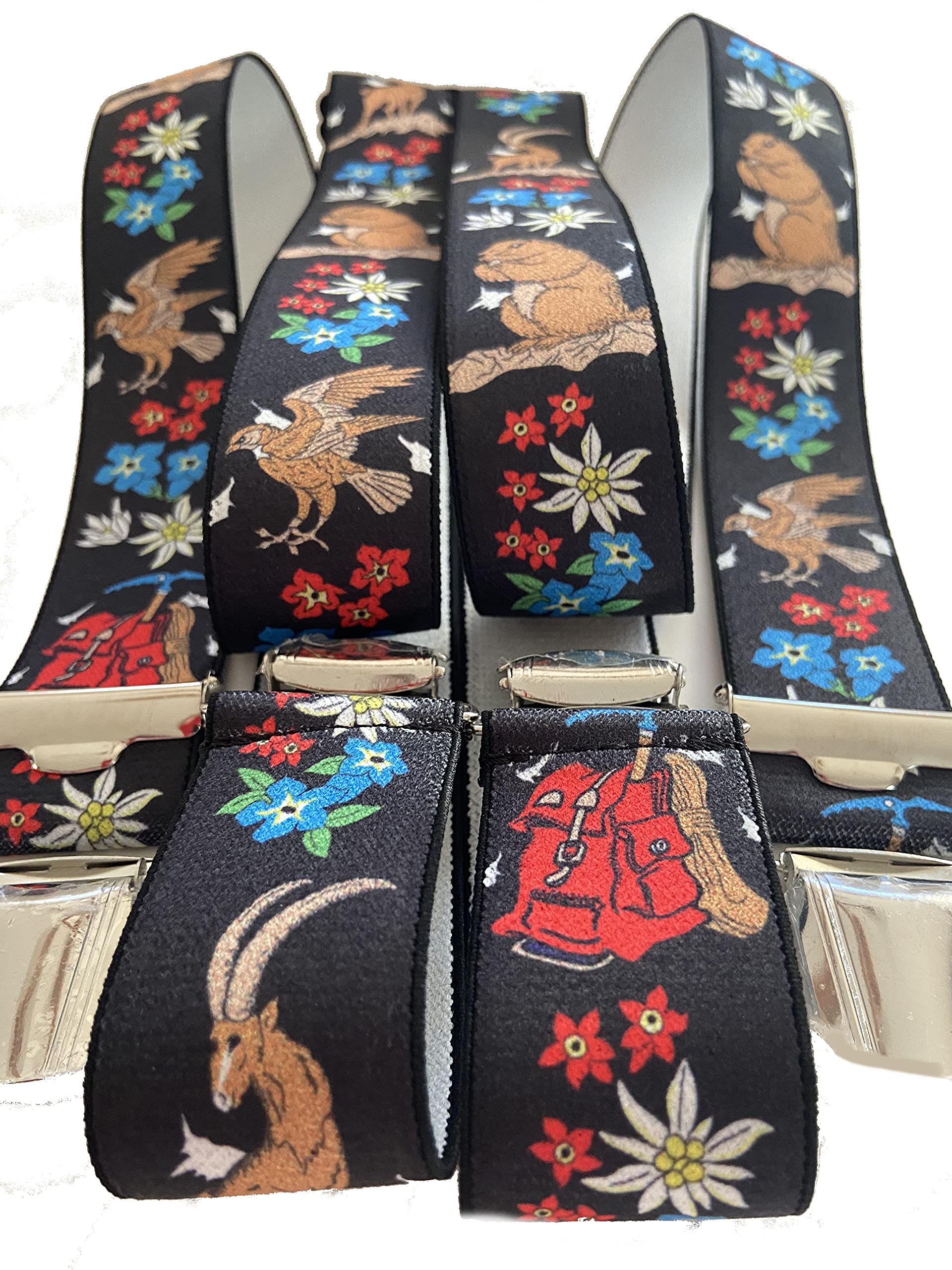 Generisch Steinbock ST-001 - Correas para pantalones (35 mm, en forma de H, 4 clips extrafuertes, color negro), verde, Talla única