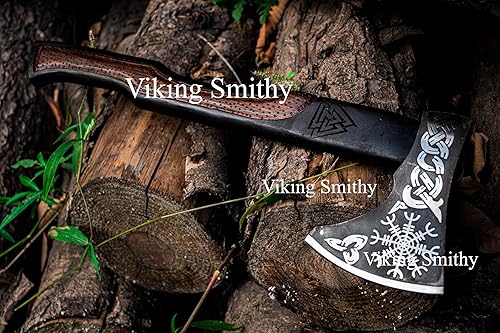 Miniatura 7 de Viking Smithy Hacha de división y hacha  Hacha barbuda ideal para acampar y Bushcraft  Corte y corte de madera eficiente  Hachas duraderas para