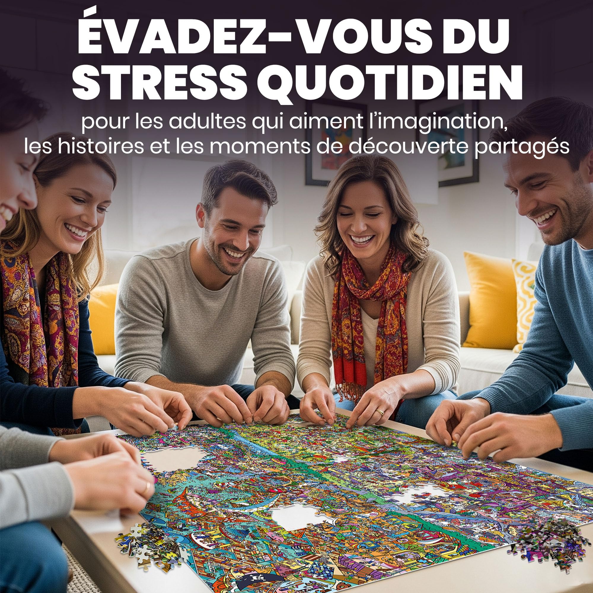 Puzzle 1000 pièces Adulte – Puzzles de 1000 pièces pour Adultes | Lot de 4 puzzles – 892 secrets cachés – Construisez un royaume mystérieux épique avec Rocktail, Twigtail, Furfloat et Blush L