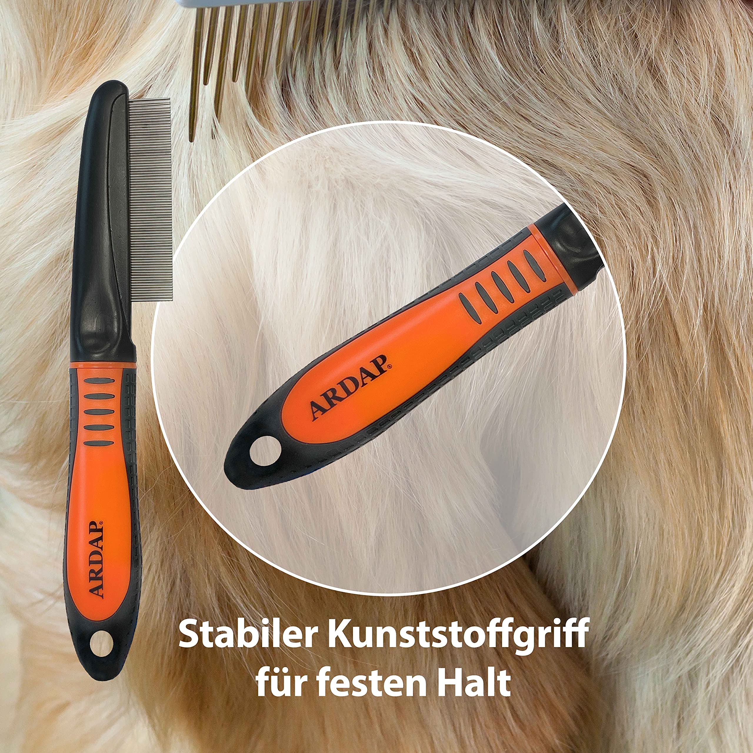 ARDAP Peigne anti-puces et peigne à poussière pour chiens et chats - Efficace contre les puces et les poux - Soin professionnel et doux du pelage