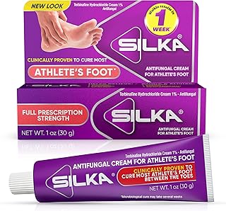 SILKA Anti-Fungal Cream, Clinical Anti-Fungus Foot Treatment, Jock Itch & Ringworm Remedy, Maximum Strength, Fast-Acting Relief from Itching & Burning, 1 Oz