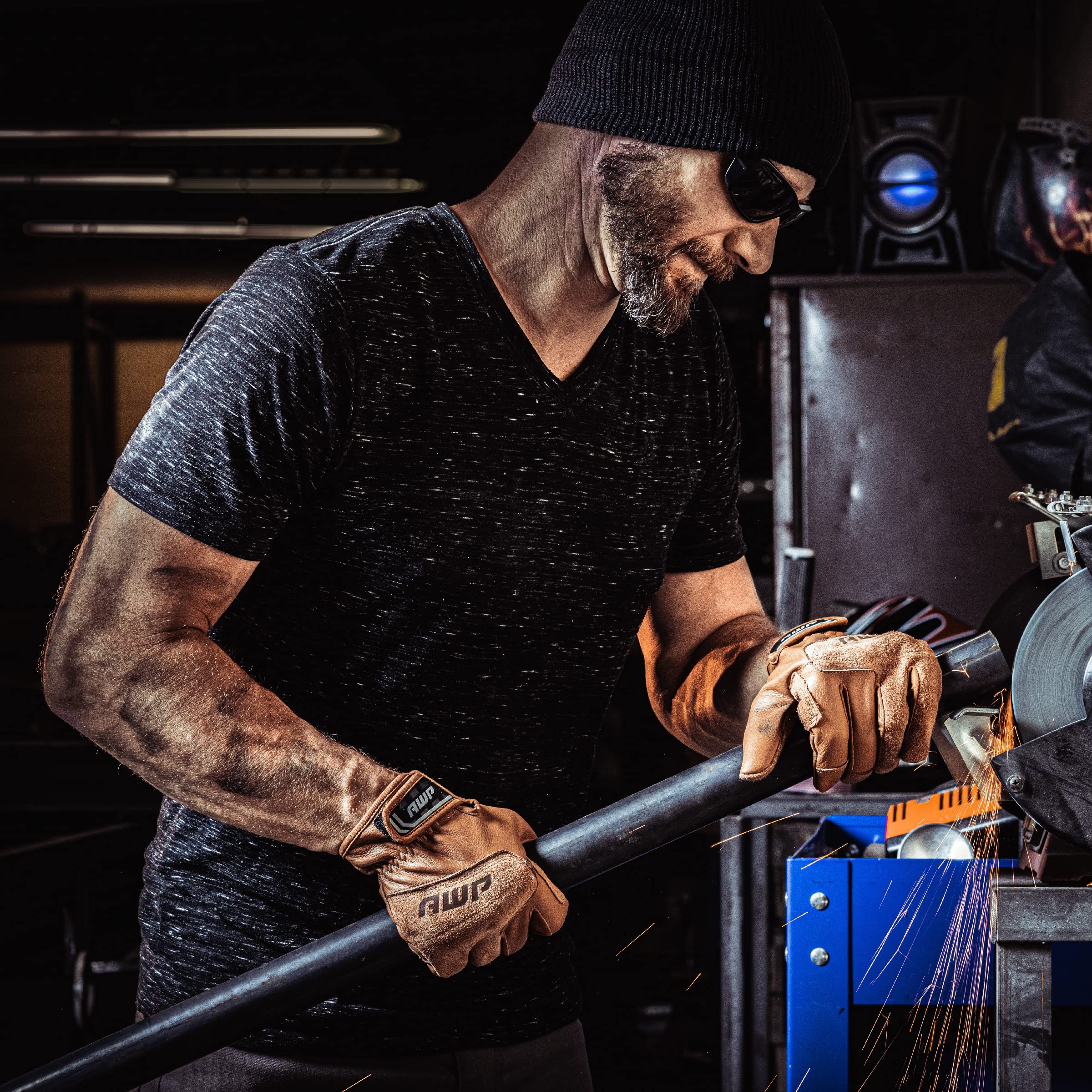 AWP Rindleder Arbeitshandschuhe Braun Herren Groß Leder Hochleistungs-Arbeitshandschuhe 1 Paar 44107-23