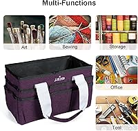 Vista 5 de JJRING Bolsa Organizadora de Transporte para Manualidades, Organizador de Almacenamiento de Arte con Múltiples Bolsillos, Bolsa de Costura Morado