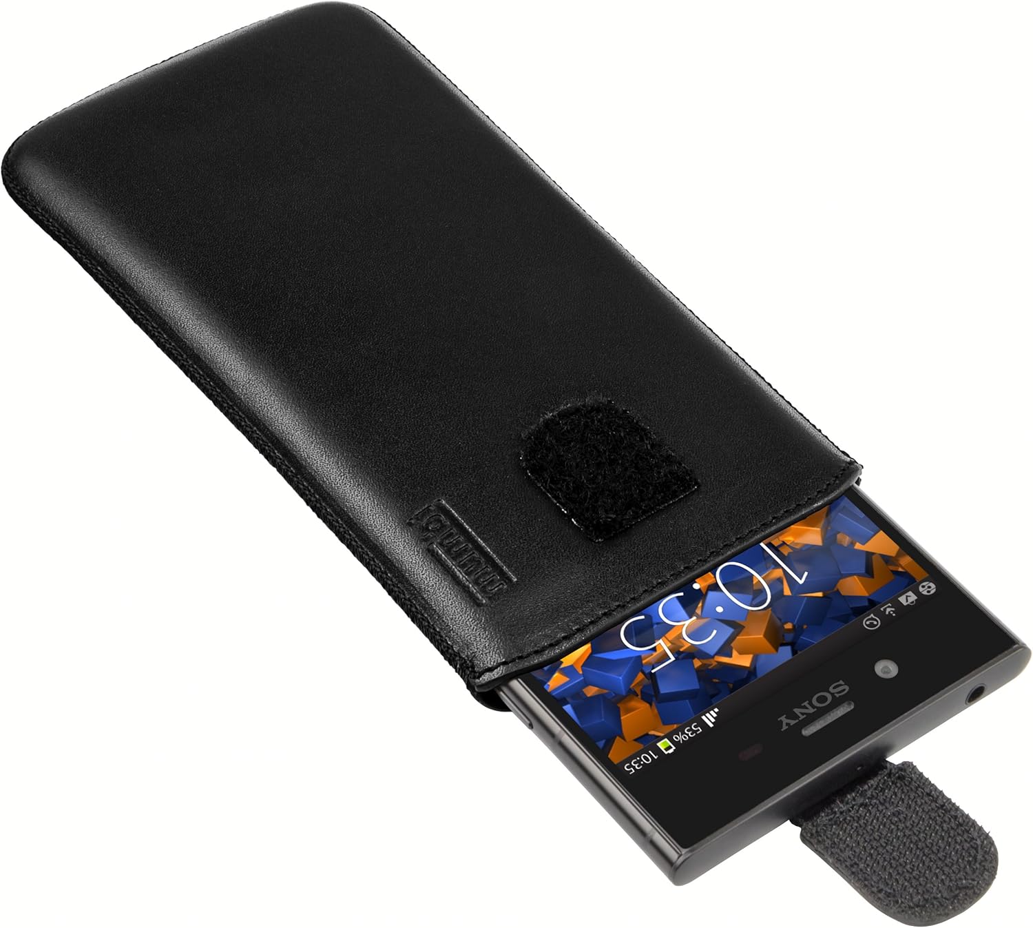 mumbi Genuine Leather Case Compatible with Sony Xperia XZ1 Black
