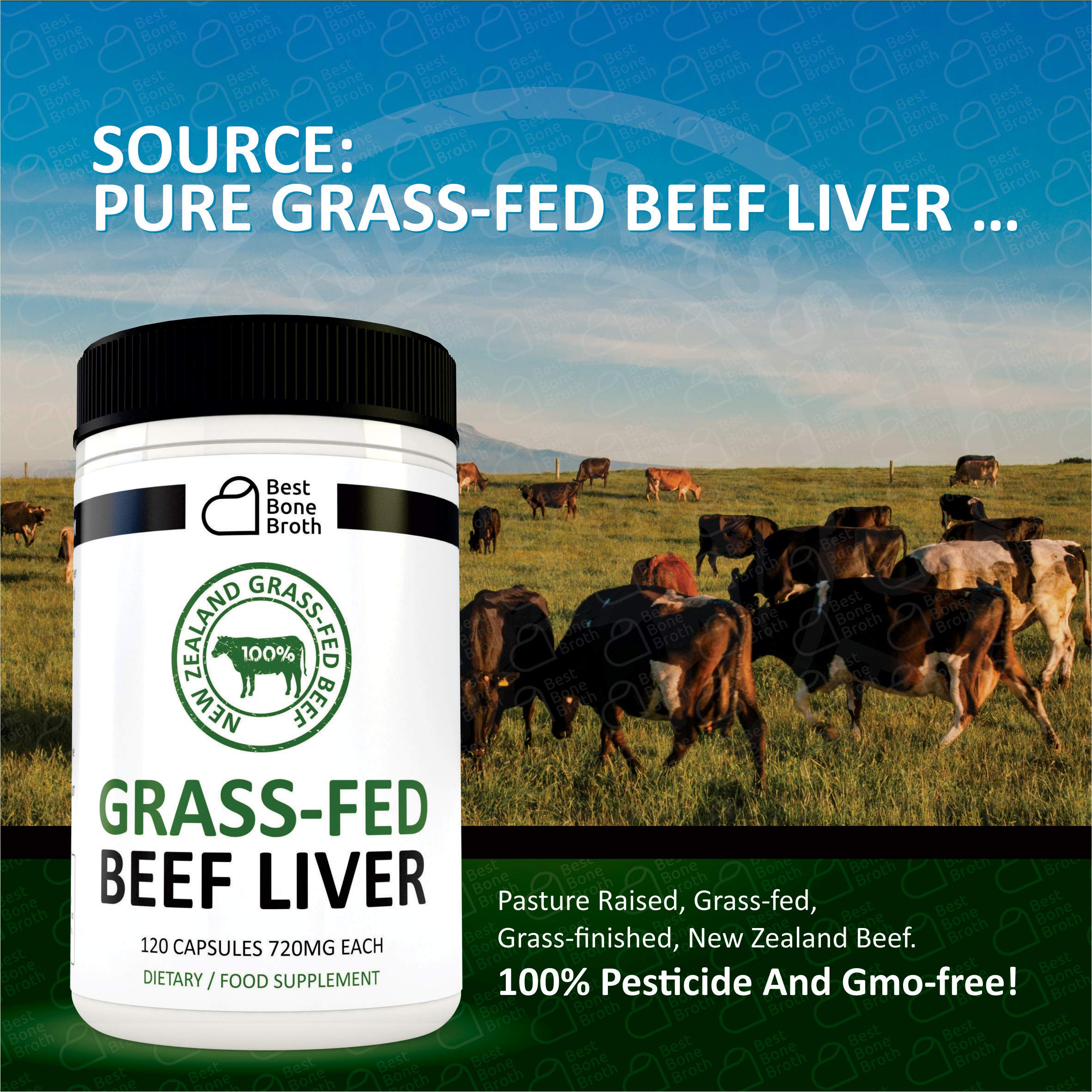 Beef Liver Capsules (120 Capsules Per Bottle) Freeze Dried Pure