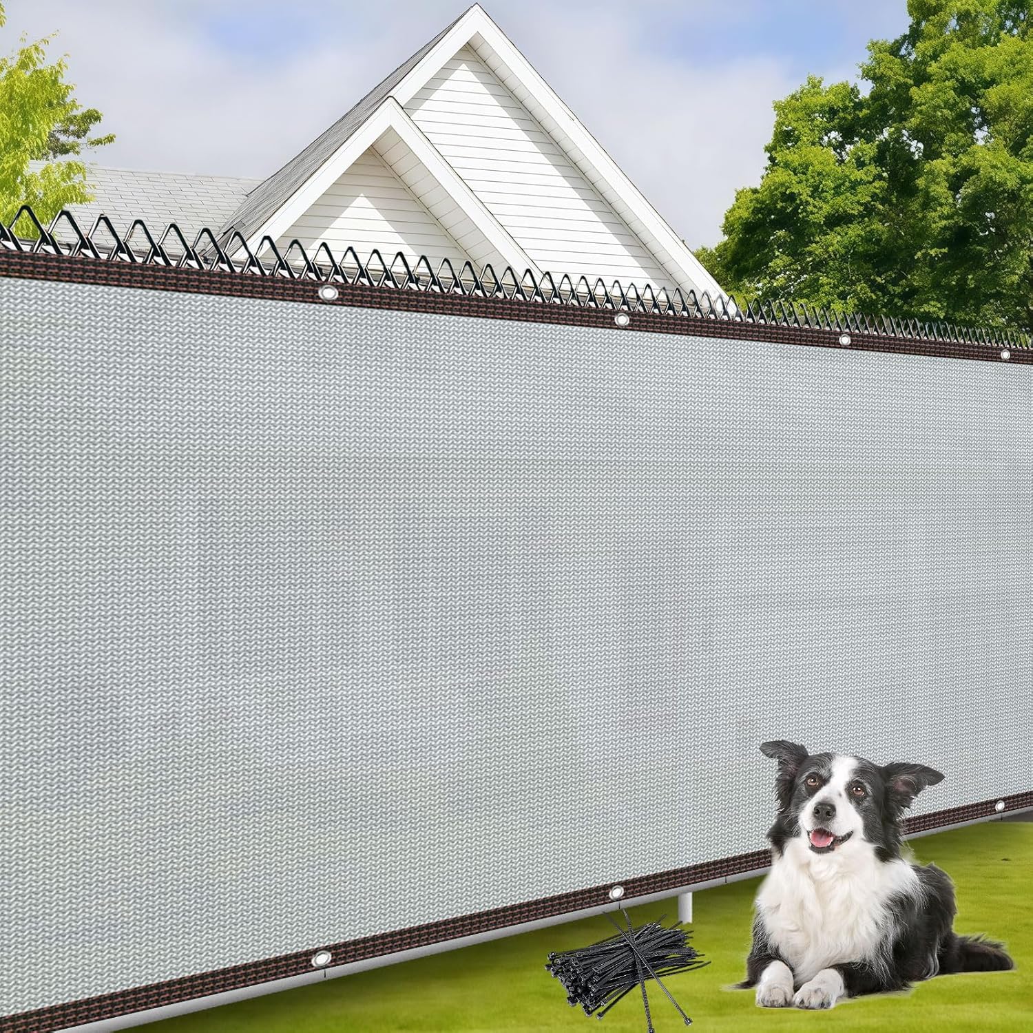 4×50FT Fence Privacy Screen, Heavy Duty 180GSM Fabric Privacy Fencing, 90% Blockage, Outdoor Wind Blocker, Fence Covering Privacy for Porch, Backyard, Deck, Patio - Gray