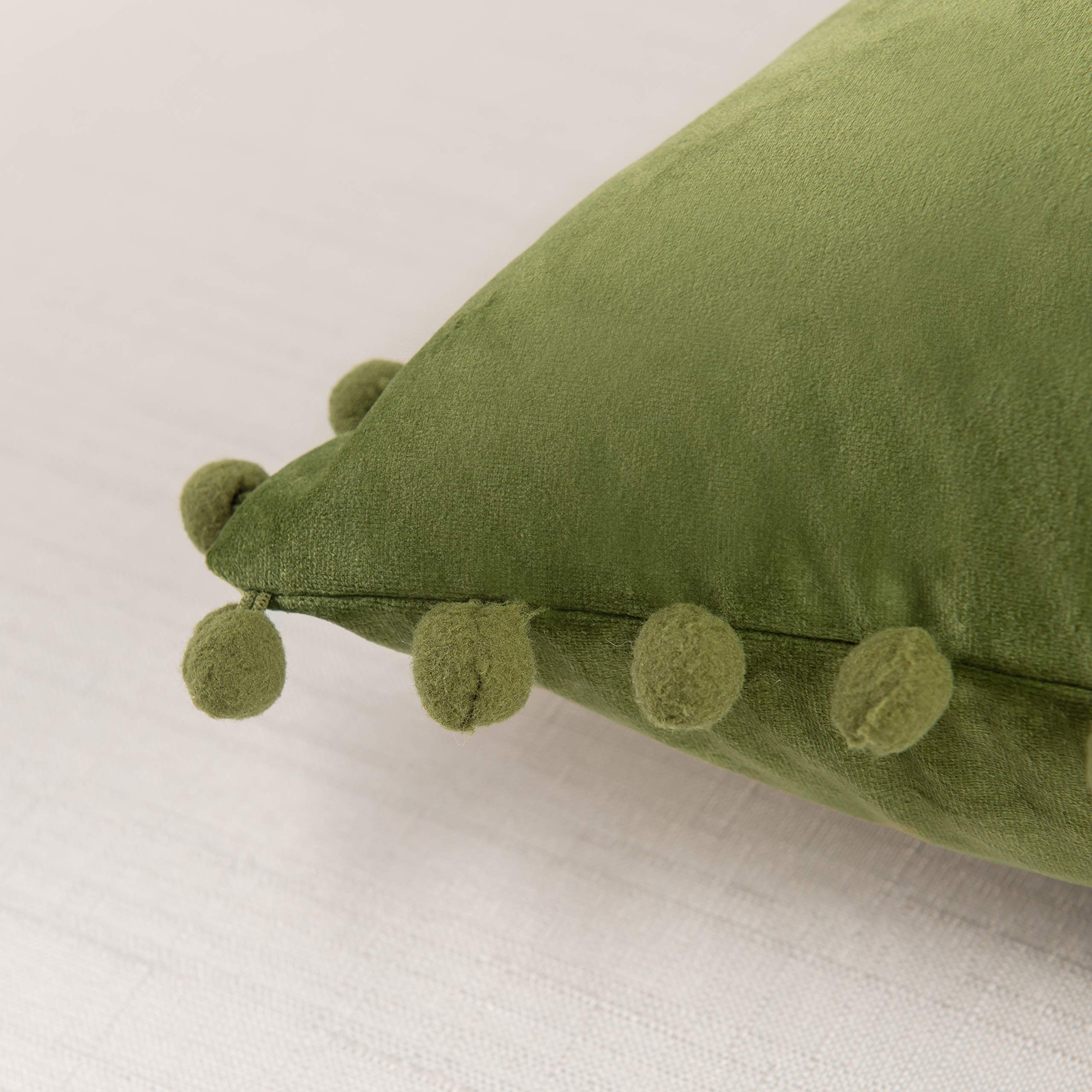 Elegant Comfort POMS - Set di 2 federe per cuscini quadrate in velluto morbido a tinta unita, decorative, per divano, letto, soggiorno, 45 x 45 cm, verde salvia