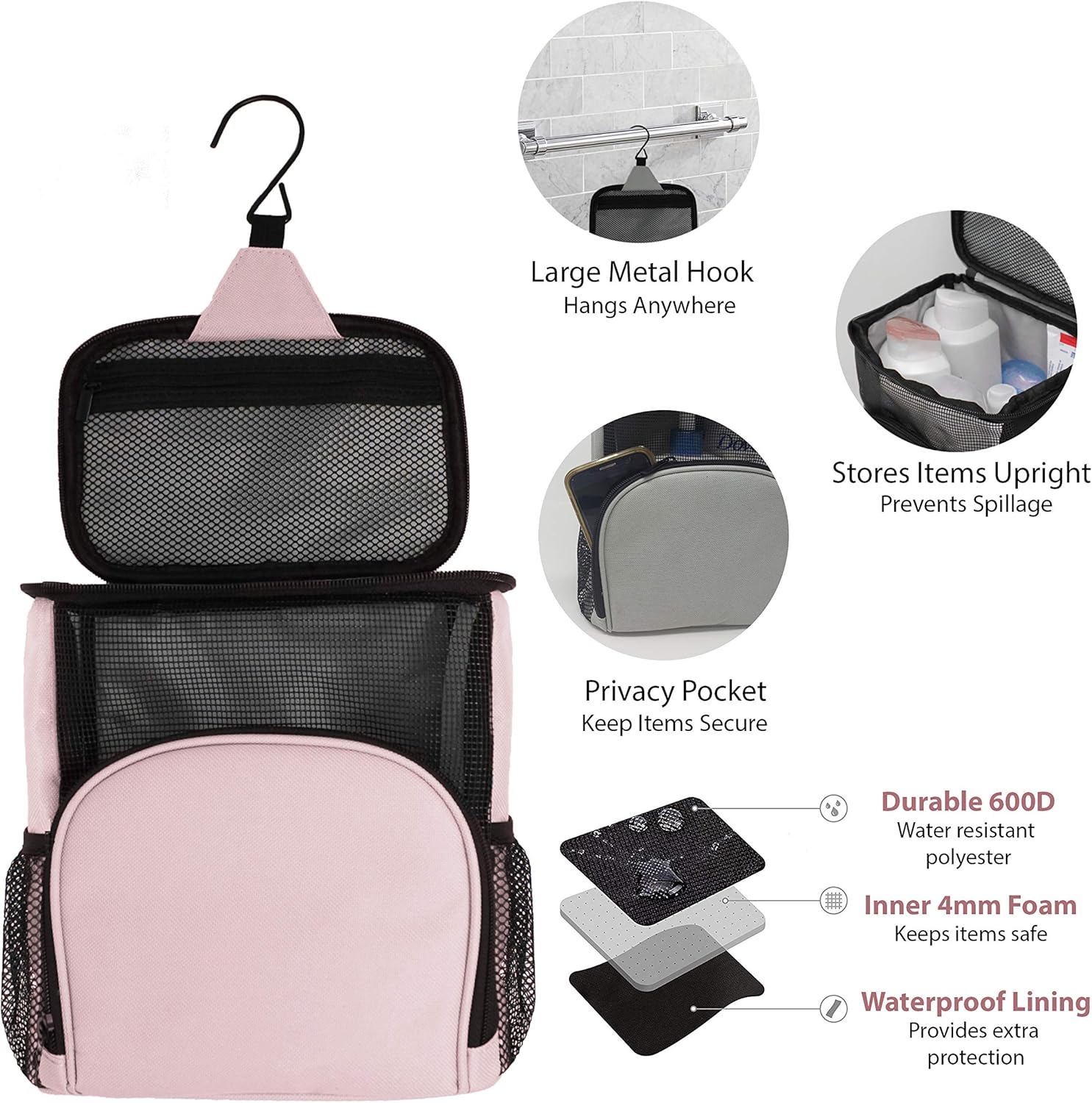 Travel Essentials Bundle: Portable Shower Caddy & Roll Up Makeup Bag - Perfect for On-The-Go