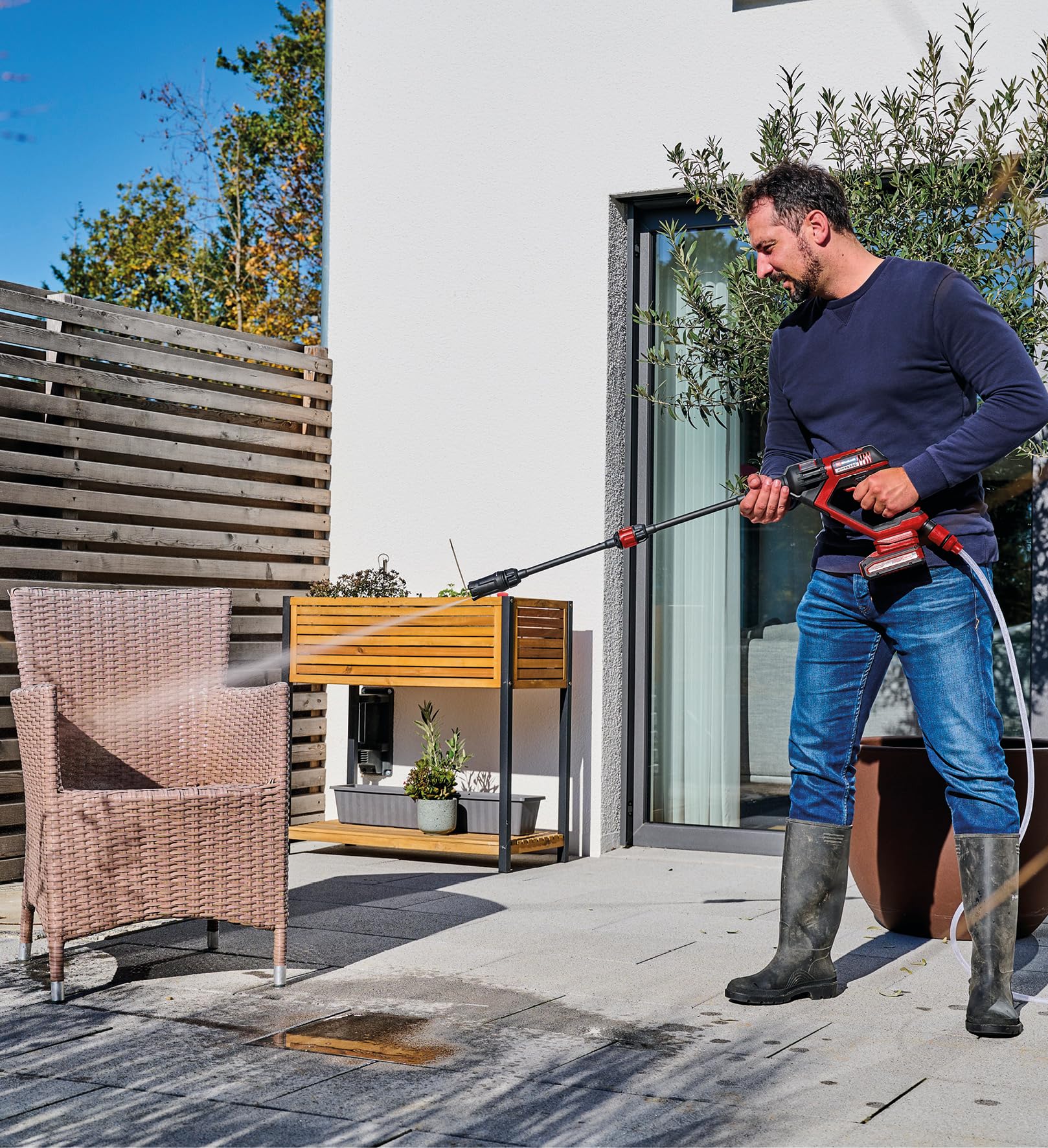 Einhell Pistolet-Nettoyeur Moyenne Pression sans Fil HYPRESSO 18/24-1 Power X-Change (18 V, 24 Bar, Nettoyage et arrosage Mobiles, débit de 240 l/h, Accessoires Inclus, sans Batterie ni Chargeur)