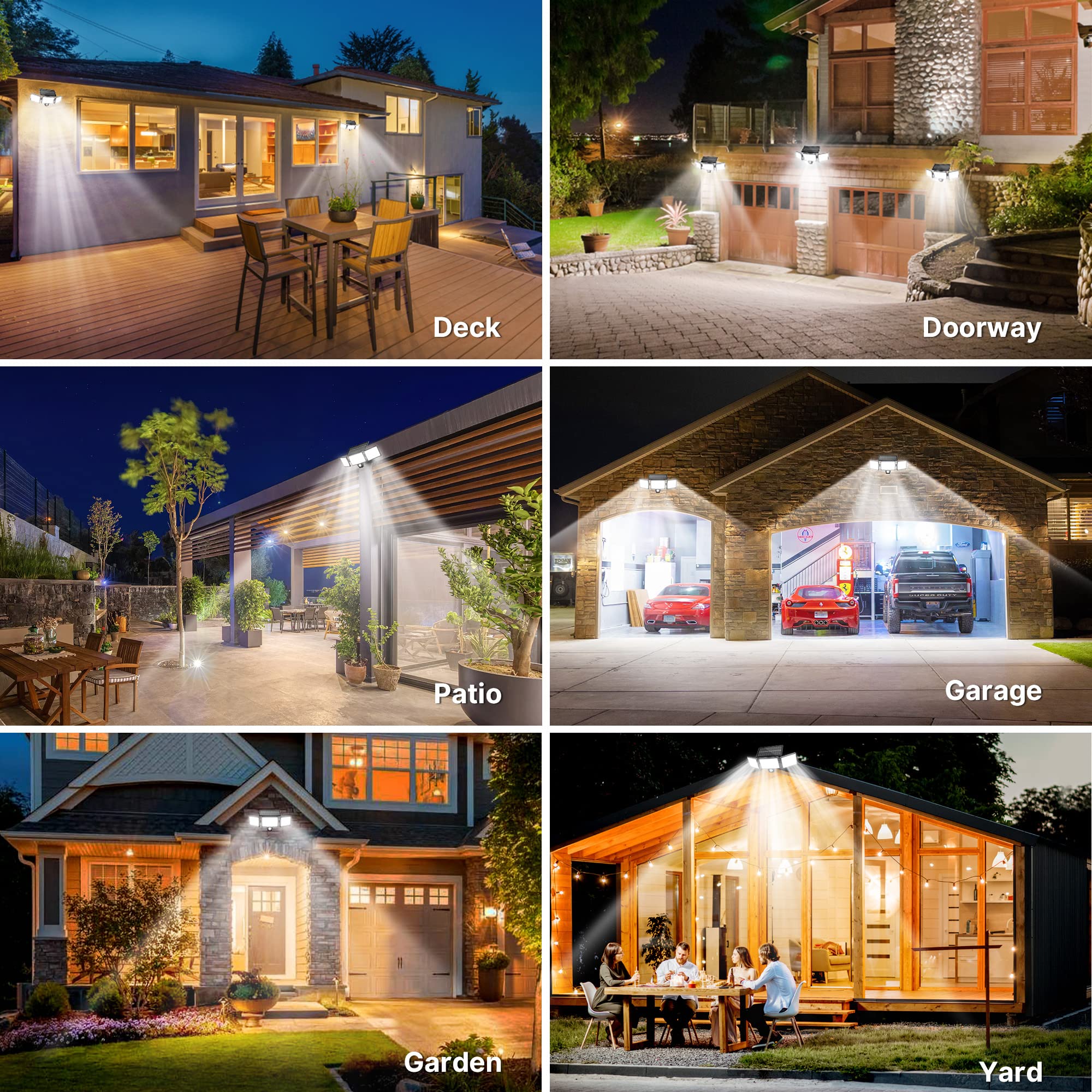 Luz Solar Exterior con Sensor de Movimiento para Jardín 304 LEDs 3 Modos Foco Solar Exterior con Control Remoto, IP65 Impermeable,Iluminación gran Angular Solar Iluminación de Pared, 2 Pieza