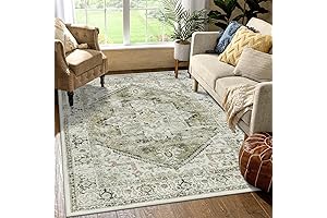 LIVEBOX Washable Sage Area Rug 5x7 for Bohemian Decor