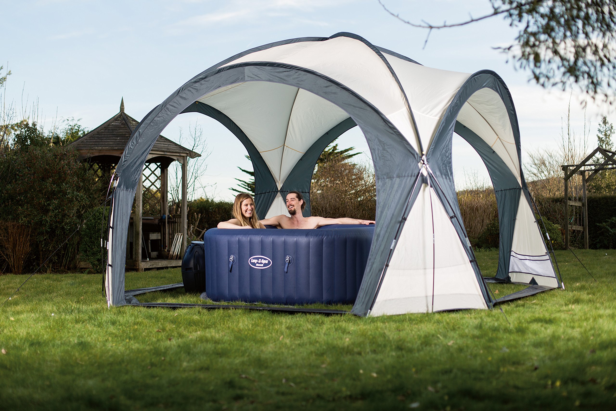 Bestway Lay-Z-Spa Pavillon, weiß-grau, 390 x 390 x 255 cm, 58460-05