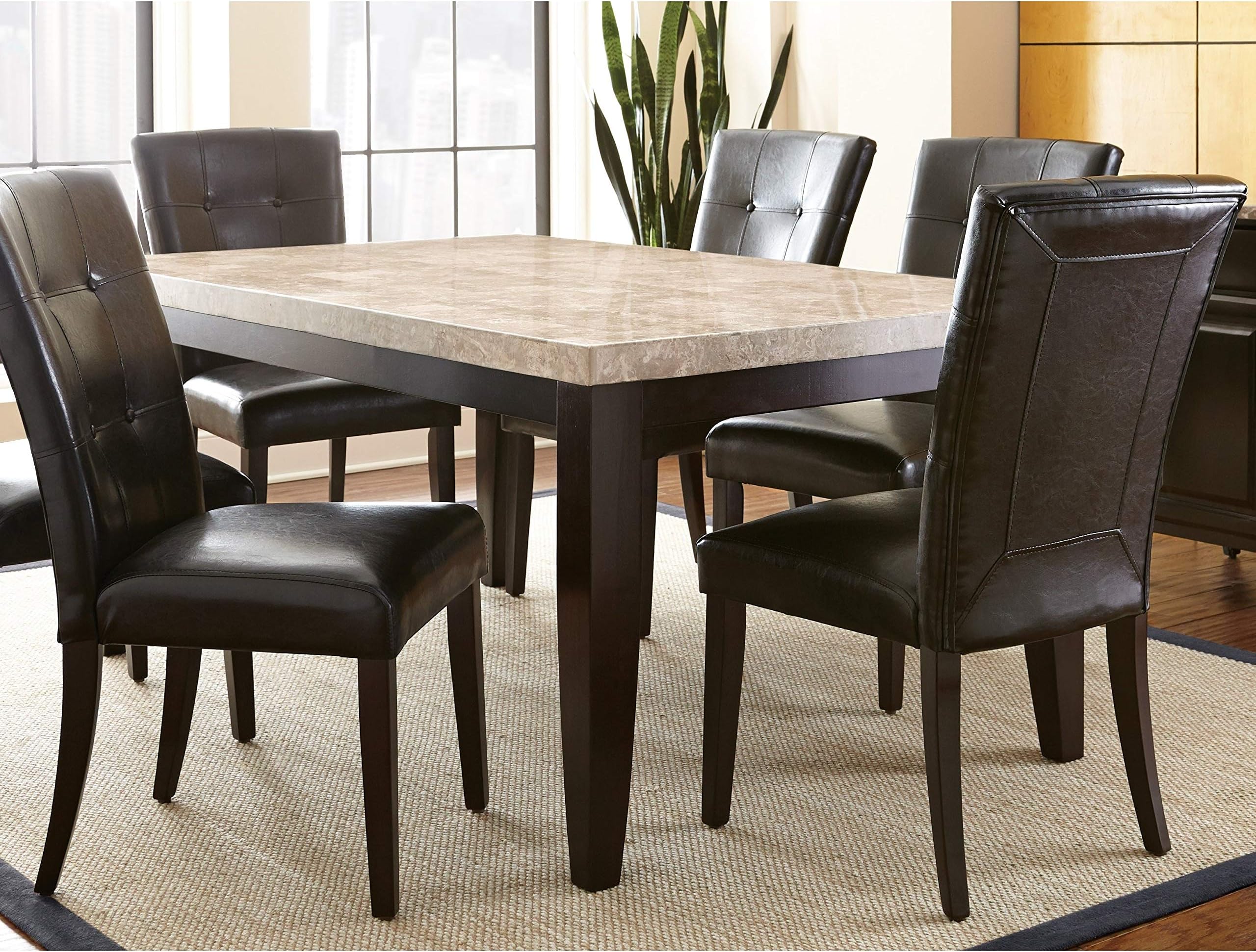 Greyson Living Malone 70-Inch Marble Top Dining Table - Espresso