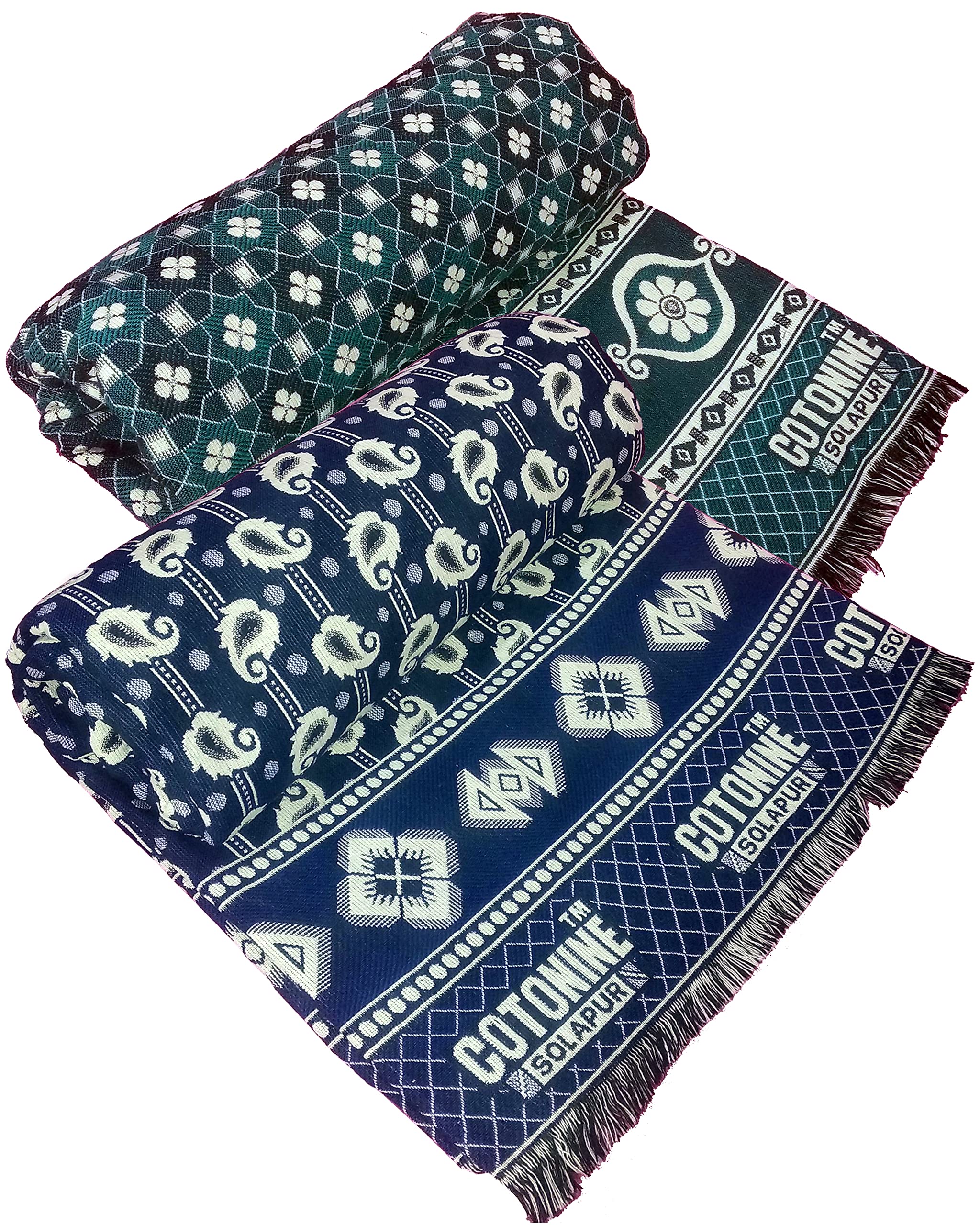 Cotonine Cotton Single Size, Daily use Solapur Chaddar Blanket, Green and  Blue Pack of 2, skinfriendly : Amazon.in: Home & Kitchen