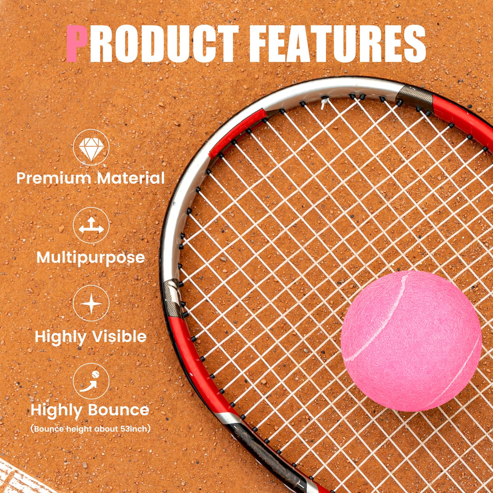 12/18/30/60 Pack Tennis Balls, Training Tennis Balls, Pet Dog Playing Balls, Practice Tennis Balls with Mesh Bag and Shock absorbers for Transport and Beginner Training