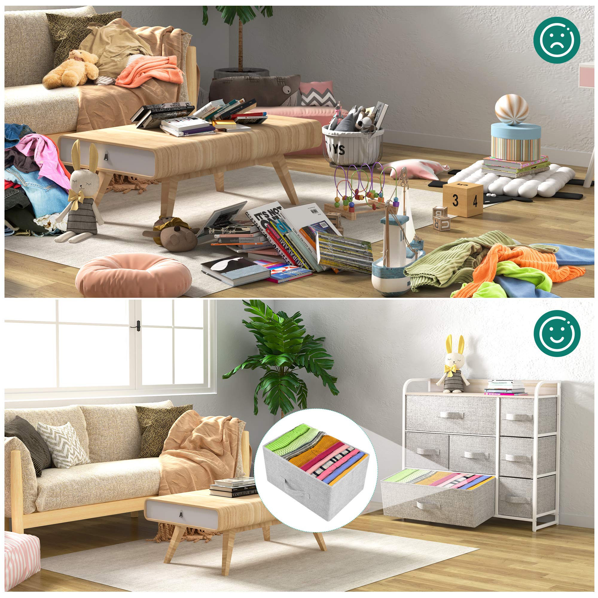 YITAHOME Cassettiera in tessuto, armadietto con 7 cassetti, per Corridoio, con vano contenitore per soggiorno, camera da letto, cameretta dei bambini, grigio chiaro