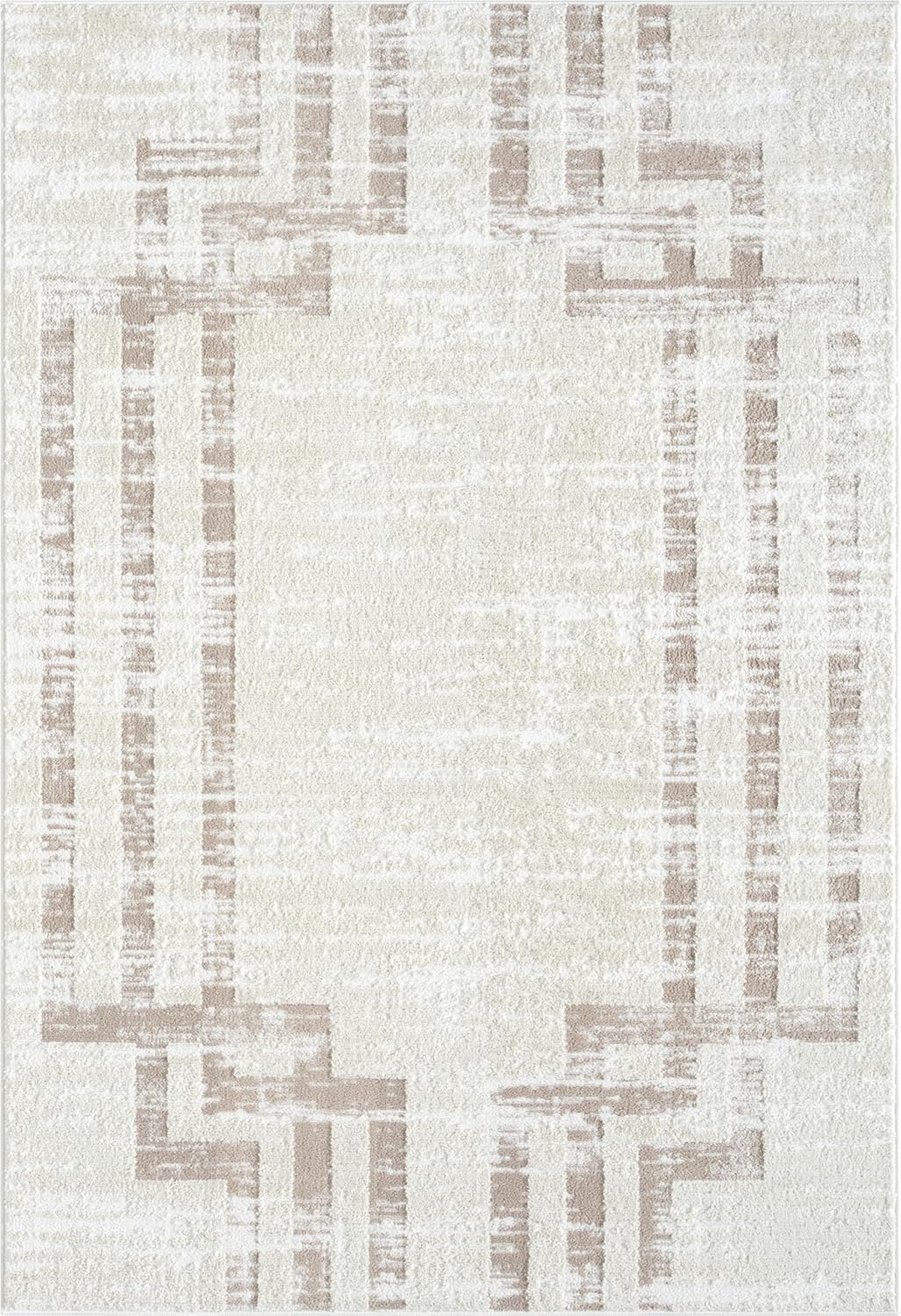 Abani Cream Area Rug for Living Room, Bedroom - Art Deco Pattern- 6' x 9' -Durable & Easy to Clean