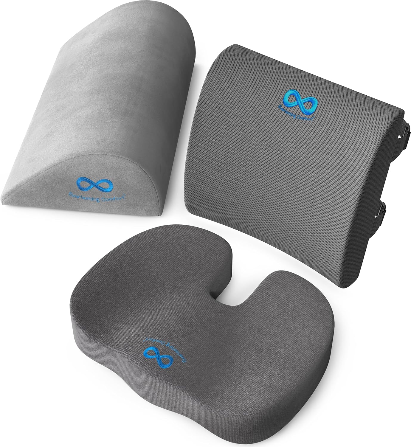 Everlasting Comfort Seat Cushion, Lumbar Cushion, Foot Rest