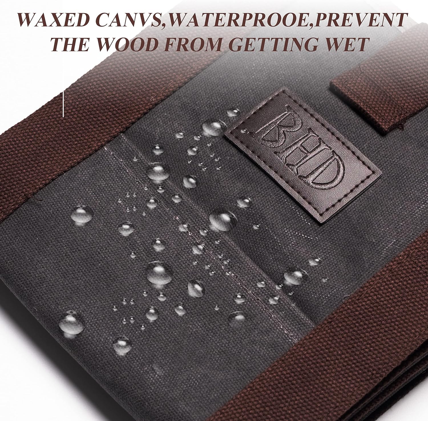 BHD Firewood Fireplace Carrier Logs Tote Holder 20 oz Waxed Canvas Sturdy Bag with Handles for Camping Indoor Outdoor Dark Gray - Image 5