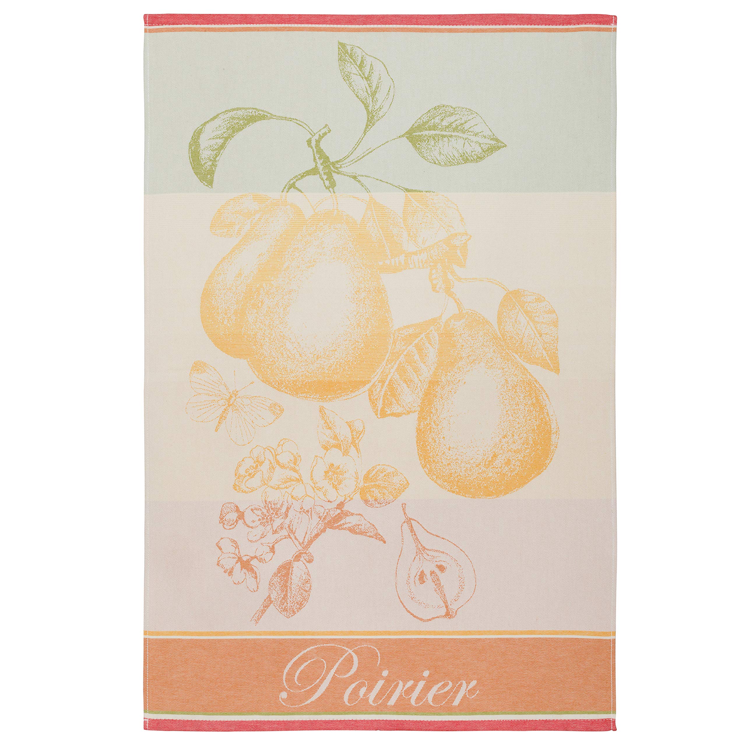 French Cotton Jacquard Towel, Poires (Pears), 20-Inches by 30-Inches, Multi-Colored