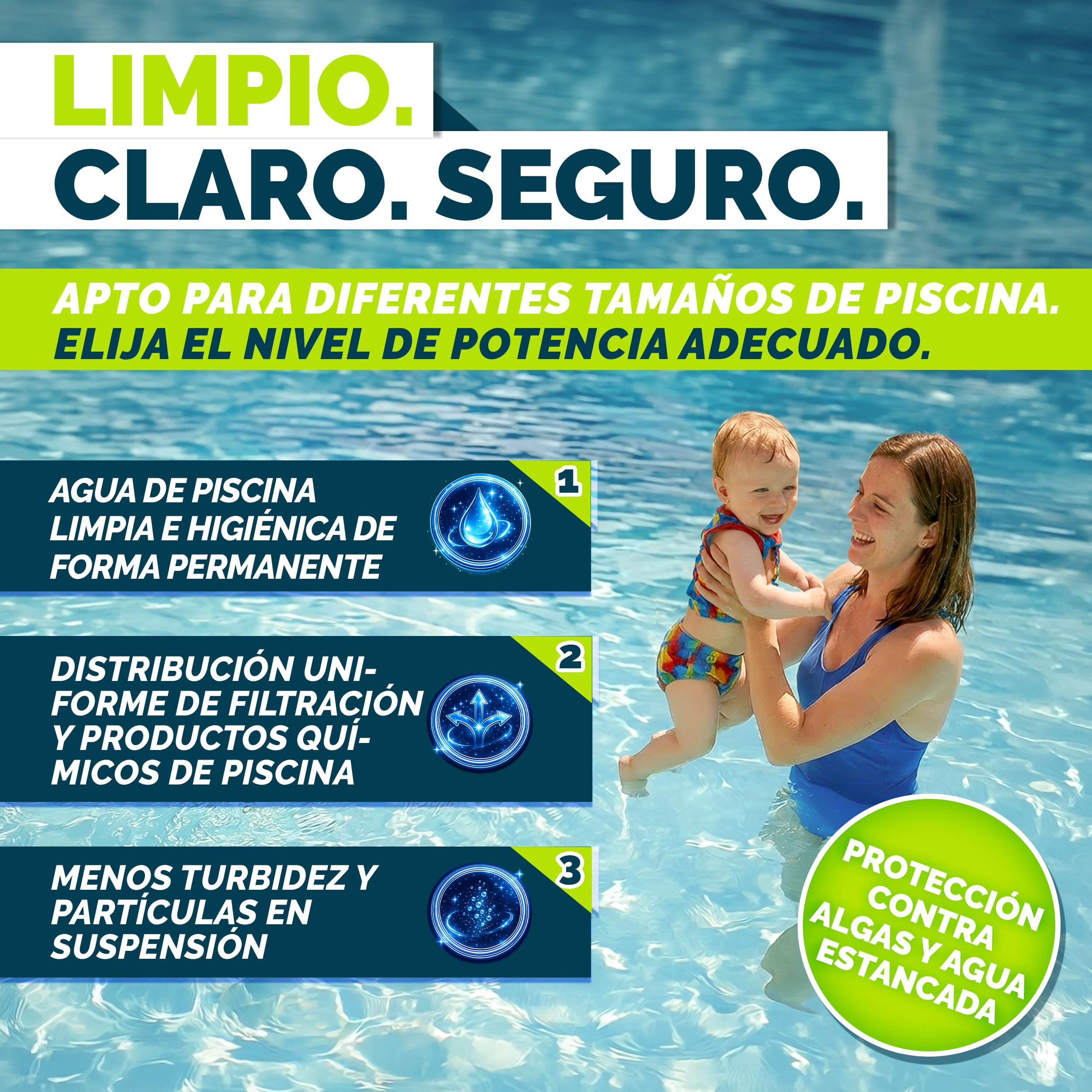 tillvex® Bomba de filtro piscina con temporizador 9 500 L/h & 550 W | Altura de impulsión máx. 10 m | Bomba de circulación para piscinas 40 m³ | Autoaspirante piscina desmontable & spa con prefiltro
