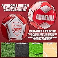 Vista 5 de Arsenal F.C. Balón de fútbol para adultos, adolescentes y niños, entrenamiento de fútbol talla 3, 4 o 5 - Arsenal Merchandise Rojo