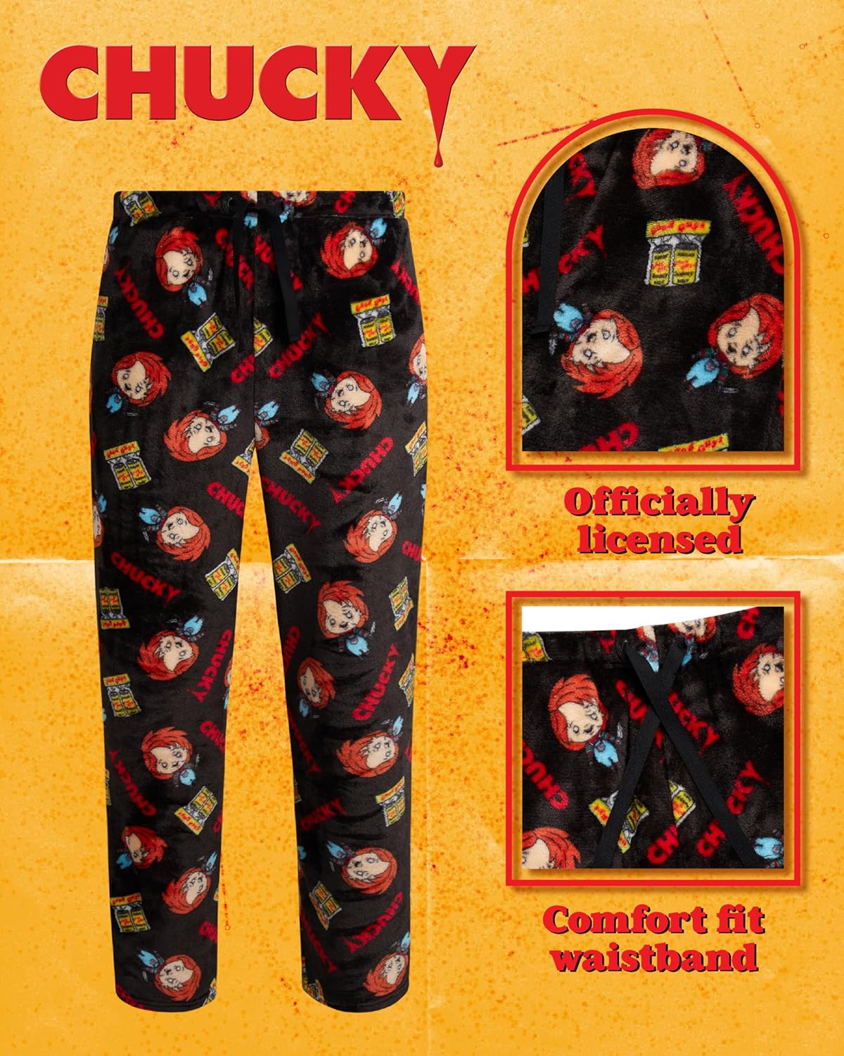 COCO BRANDS Mens Pajama Pants - Chucky Pajama Pants Men PJ Lounge Sleep Pant Sleepwear with Pockets - Image 2