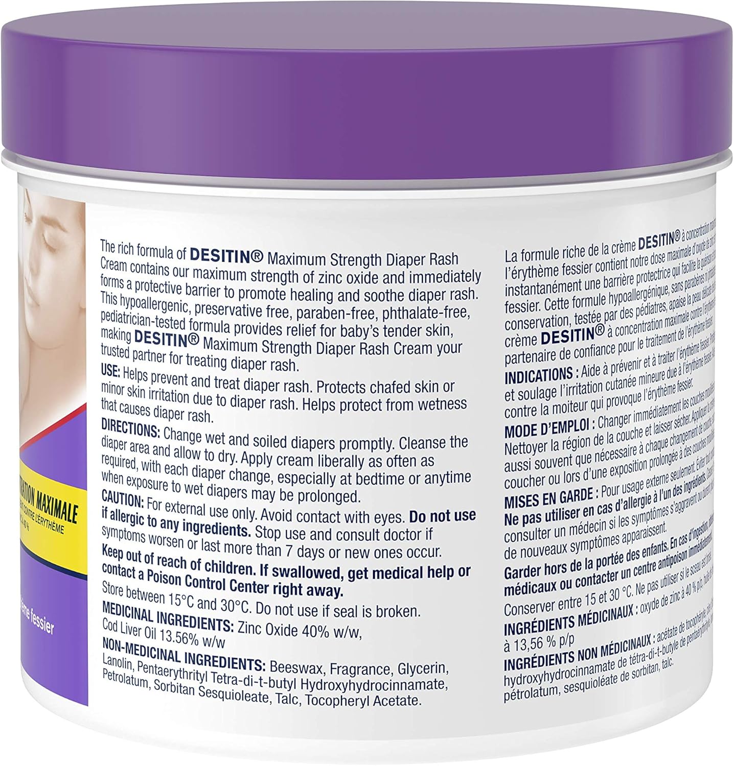 Desitin Diaper Rash Cream for Baby, Zinc Oxide Cream, 454g/16 oz, Imported from Canada} : Baby