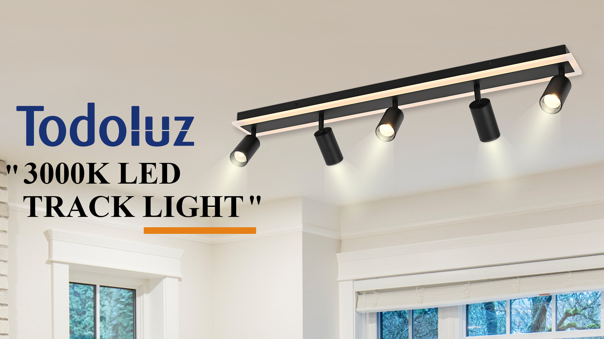 Image of TODOLUZ 5-Light LED Track Lighting Fixtures, Black Flexible Directional Ceiling Spot Light, Wall Mounted Bathroom Lights Fixture for Over Mirror Kitchen