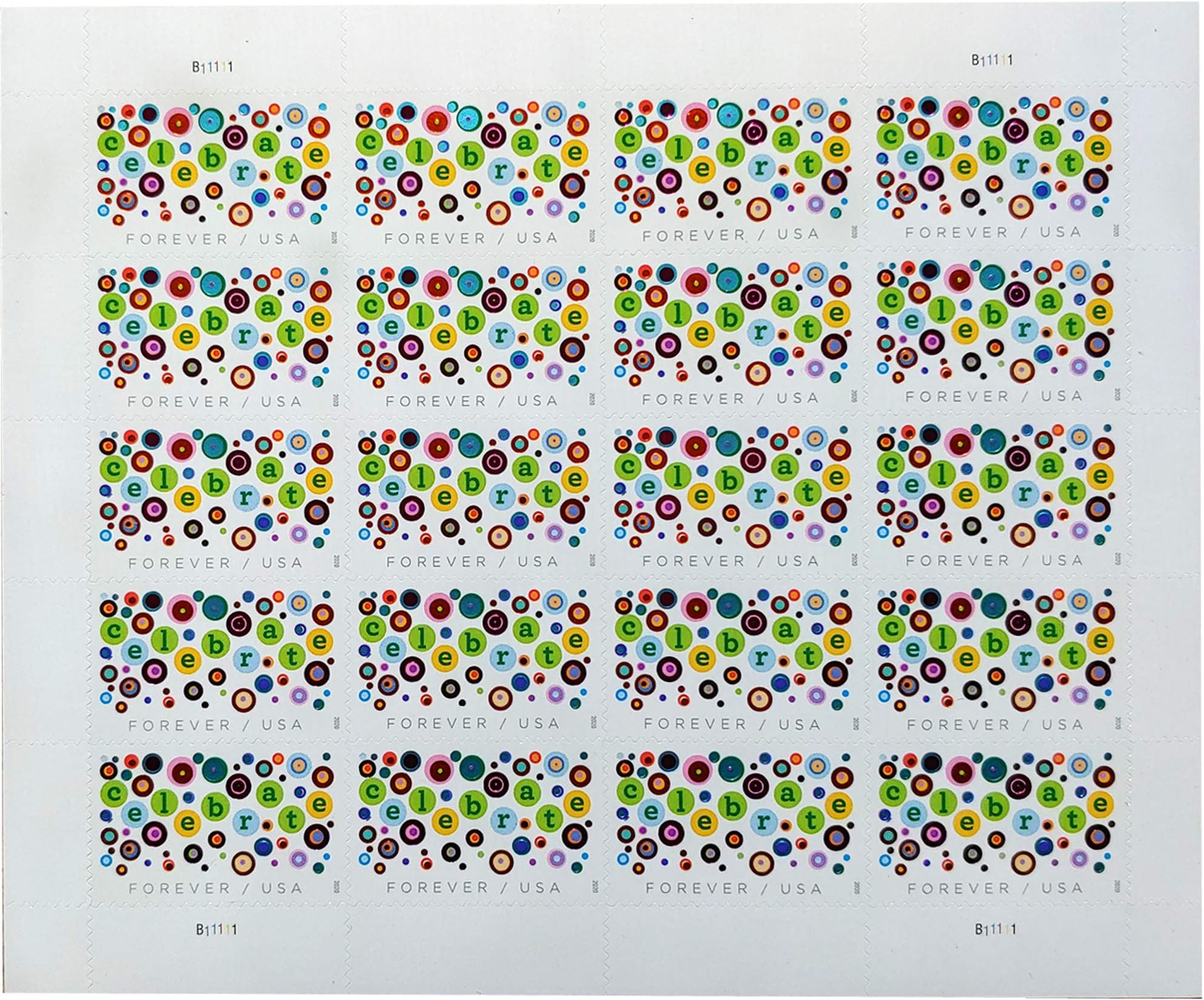 Let's Celebrate! Sheet of 20 Forever First Class Postage Stamps Weddings Birthday, Anniversary, Holiday, Engagement, New Job, Retirement Parties (Sheet of 20)