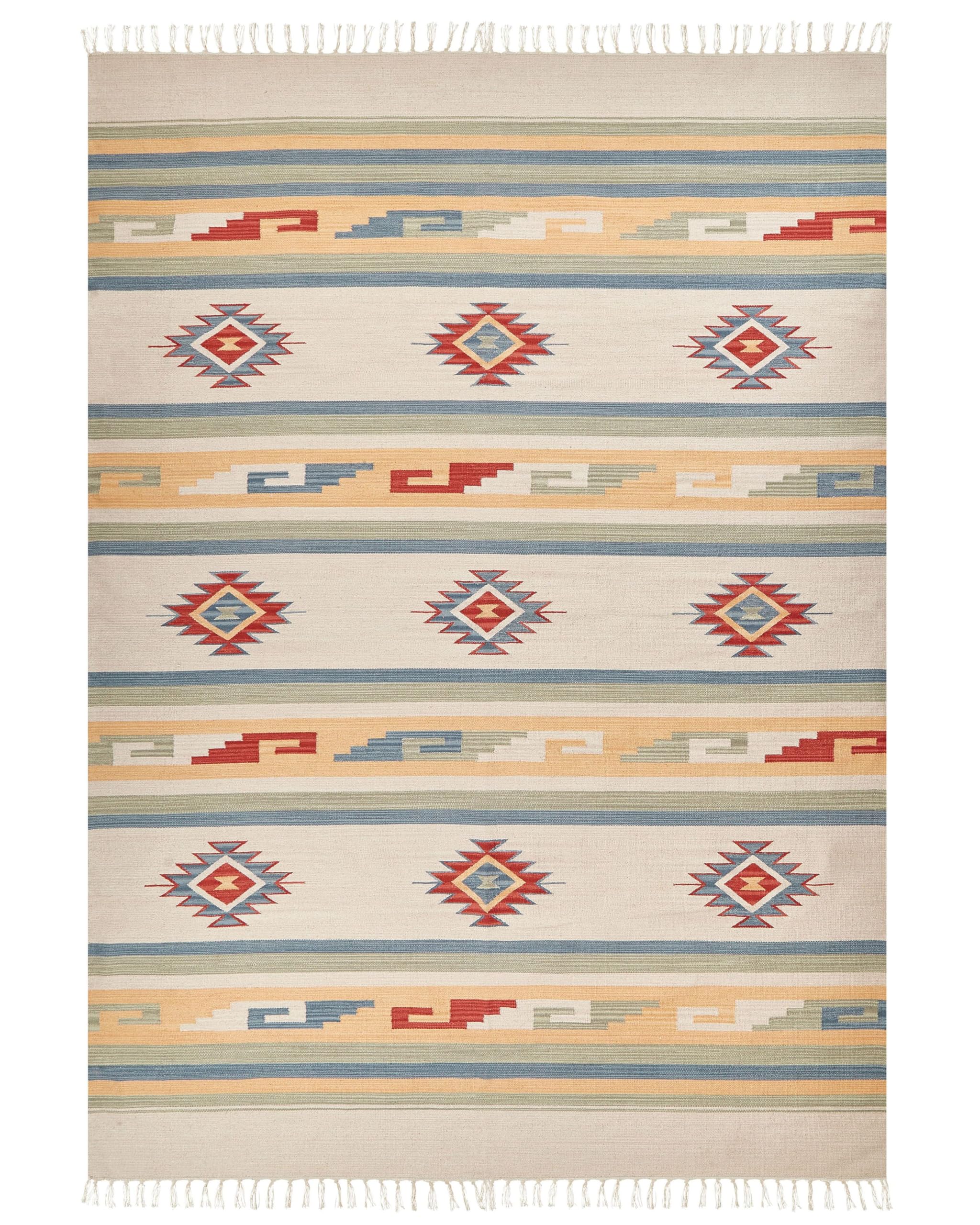 Tapis Kilim avec Motif Géométrique 200 x 300 cm en Coton Multicolore Aparan