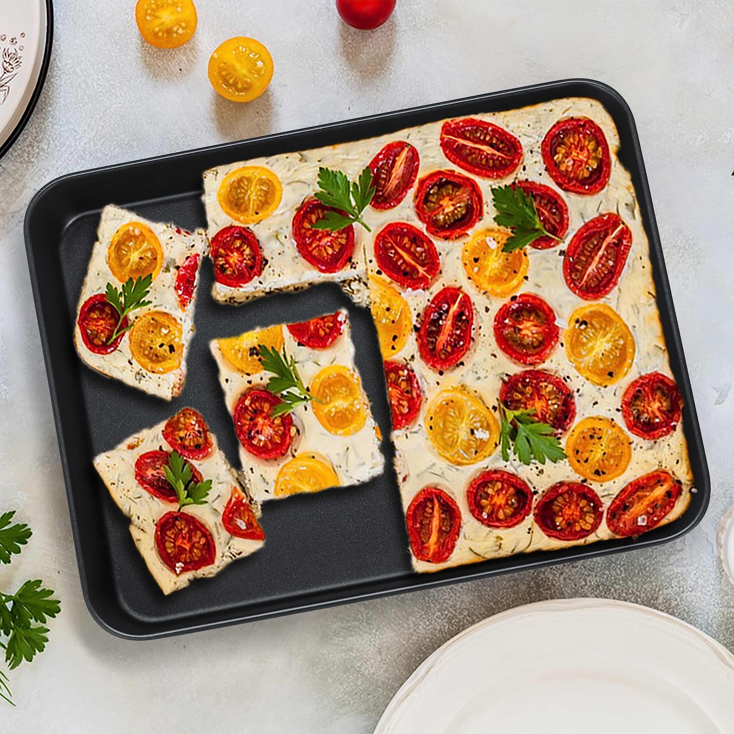 Juego de 3 moldes antiadherentes para hornear, moldes rectangulares de acero inoxidable para horno tostador, 12.5/10.5/9.4 pulgadas, utensilios para hornear negros para brownie lasaña, cacerola 7