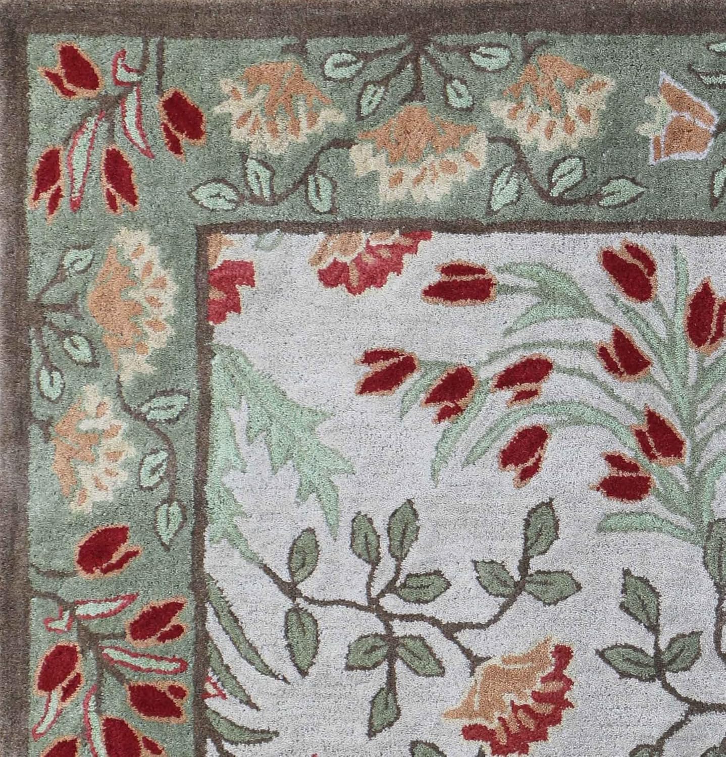 Tulips Adeline Floral Traditional Oriental Old Antique Style Woolen Area Carpets (2.6 x 9' Runner, Beige Multi)