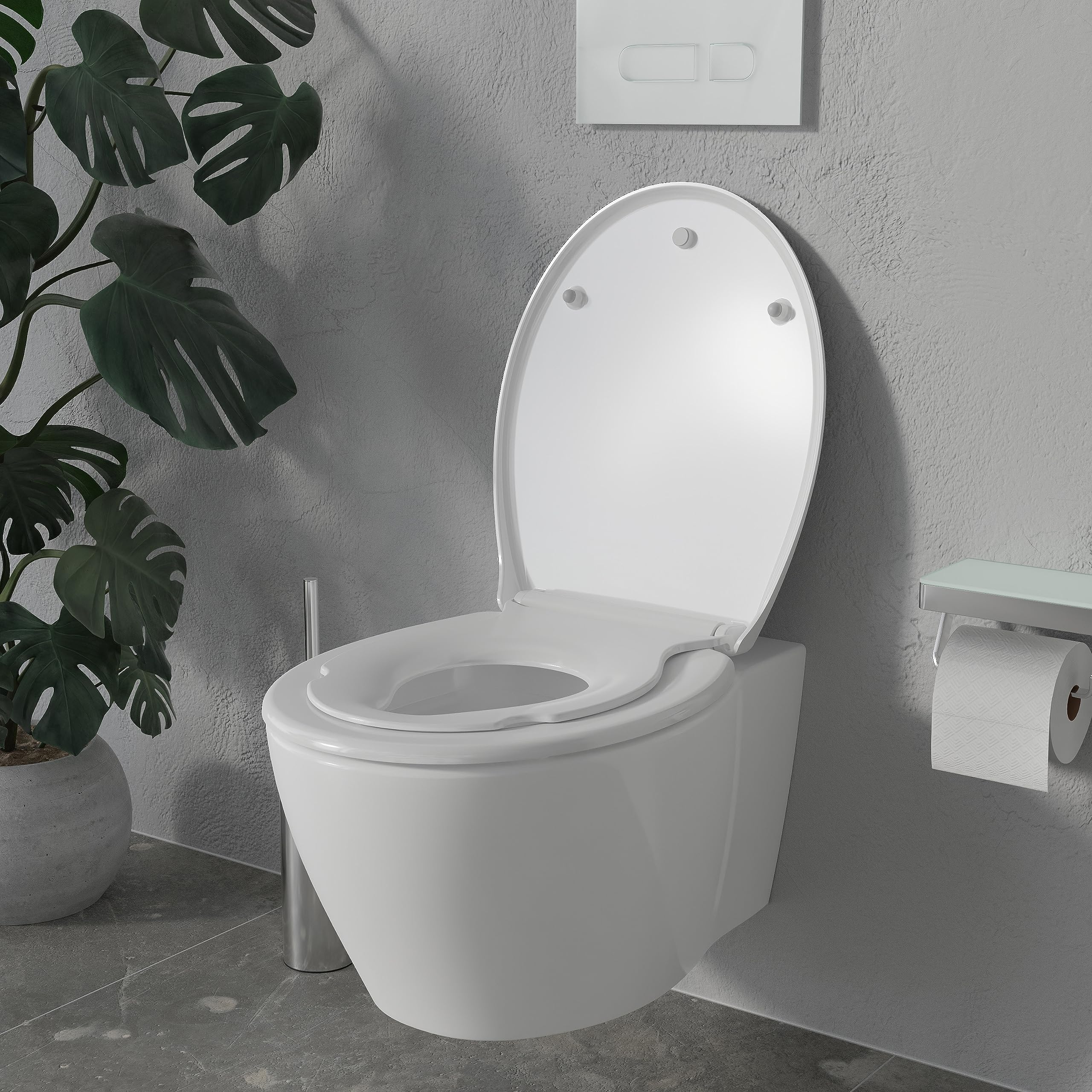 BERNSTEIN Abattant WC Lunette toilettes siège enfant fermeture amortie, Couvercle ovale dégagement rapide Blanc 45x37x5cm, Résistant chocs & rayures, Universel, Plastique Antibactérie - U2006