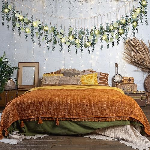 Juexica Artificial Hanging Eucalyptus Wall Decor Boho Bedroom Wall Decor