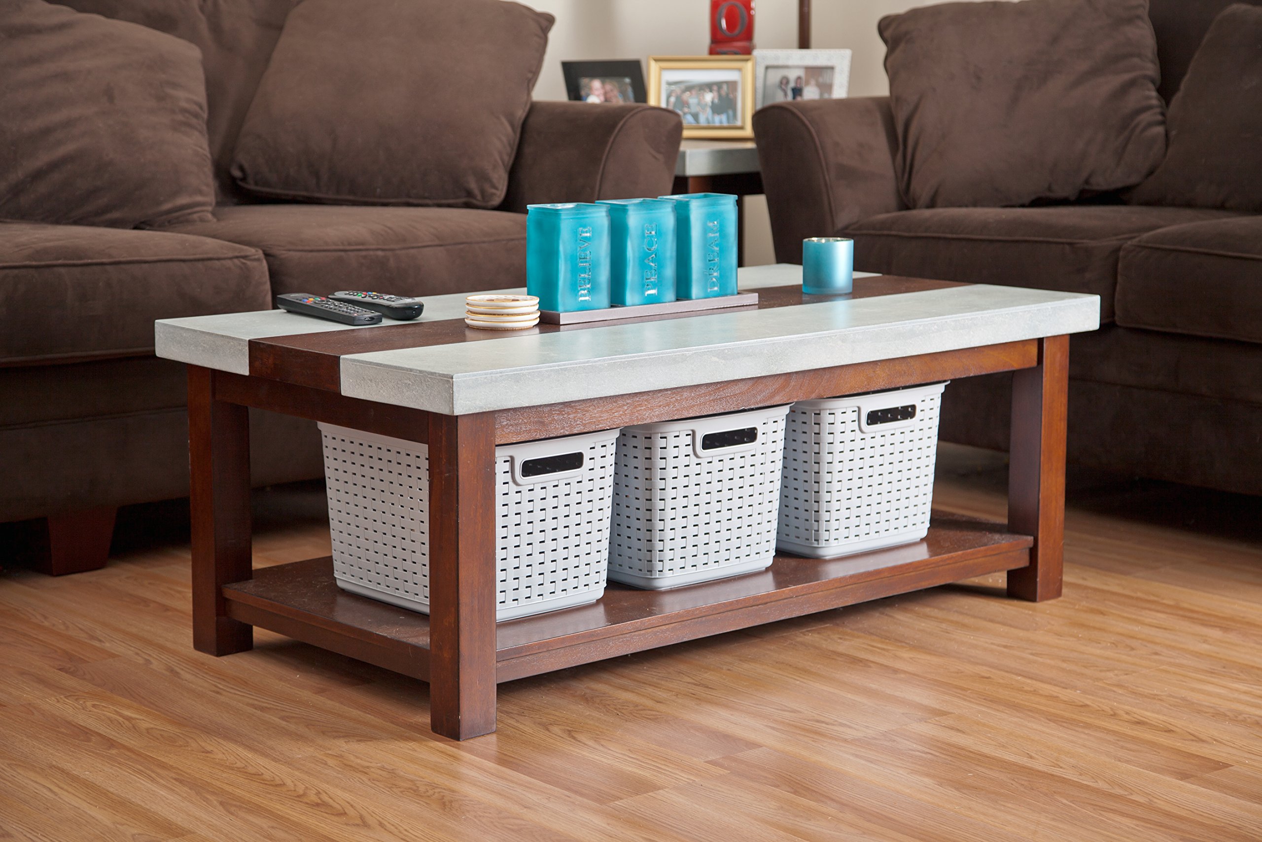 Sterilite 12736A06 Tall Weave Basket, Cement, 6-Pack