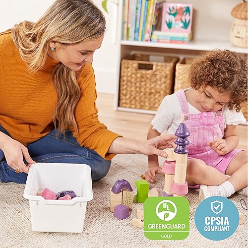Miniatura 6 de ECR4Kids Cubo de almacenamiento frontal con cucharada, organización multiusos, color blanco, 5 piezas