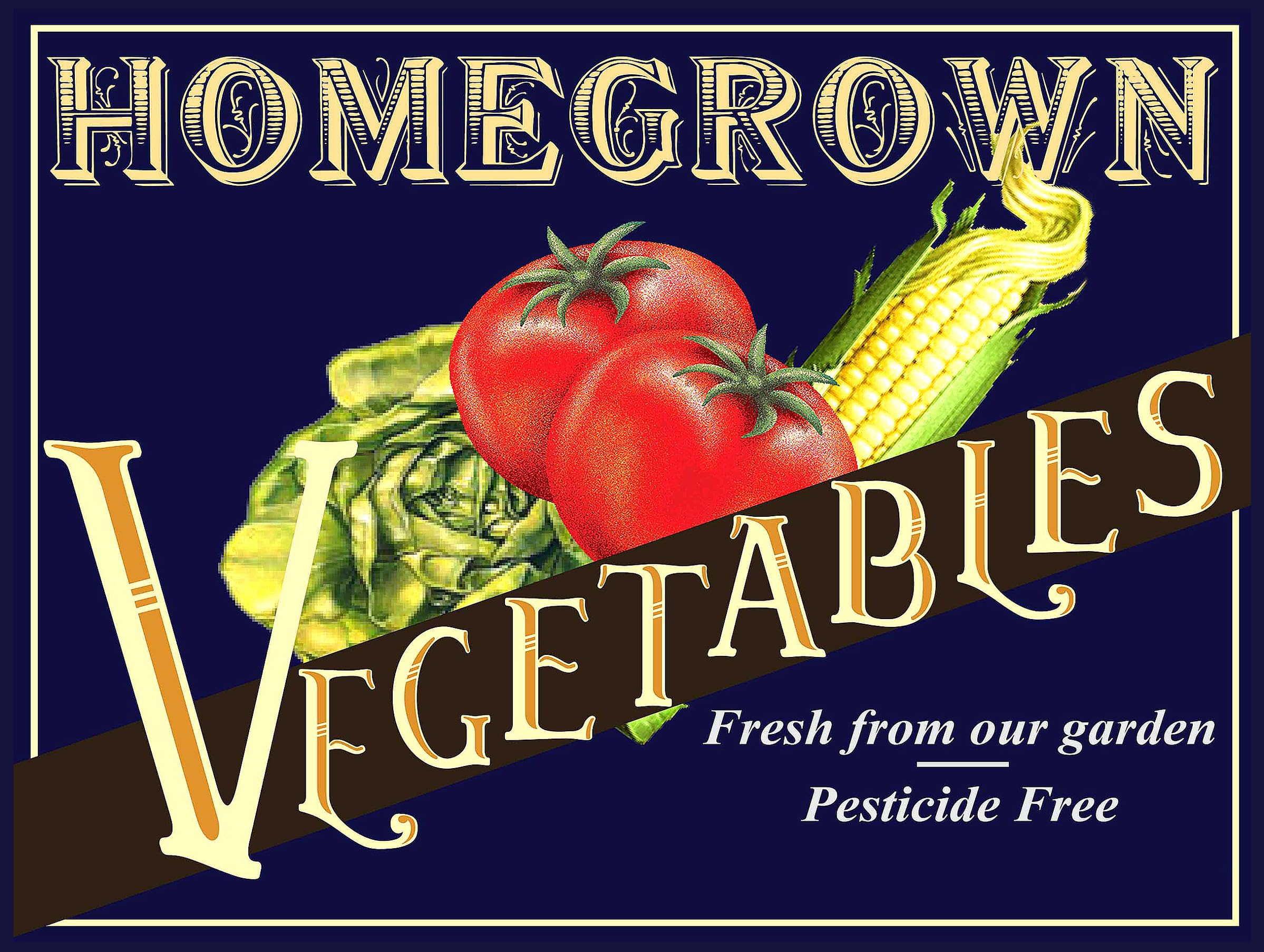 Homegrown Vegetables RETRO METAL TIN WALL PLAQUE SIGN NOVELTY GIFT Home Garden sign (A4)
