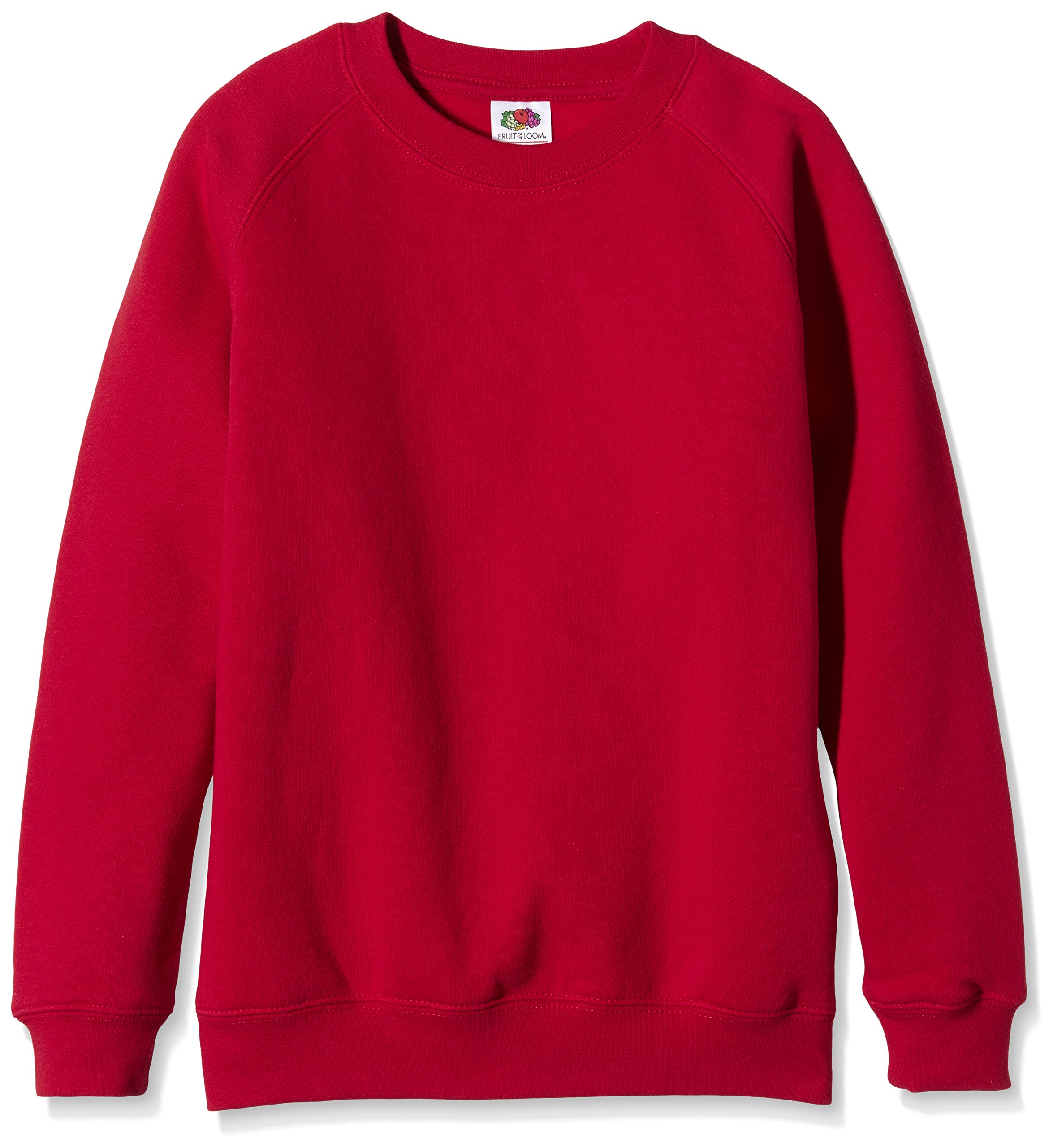 Fruit of the Loom Unisex Kids Raglan Premium Sweater, Red, 5-6 Years (Manufacturer Size:26)