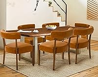 Vista 9 de Modern Dining Chairs Set of 6, Faux Leather Upholstered Kitchen & Dining Room Chairs, Mid Century Modern Wooden Dining Chairs Oversized Sturdy