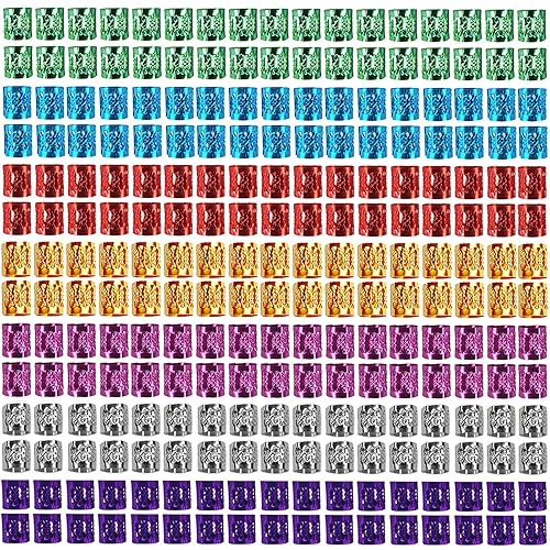 Liliyab - 350 joyas para el cabello para mujer trenzas cuentas de rastas para decoración del cabello clips de anillos de aluminio puños de metal Liliyab - 350 joyas para el cabello para mujer trenzas cuentas de rastas para decoración del cabello clips de anillos de aluminio puños de metal