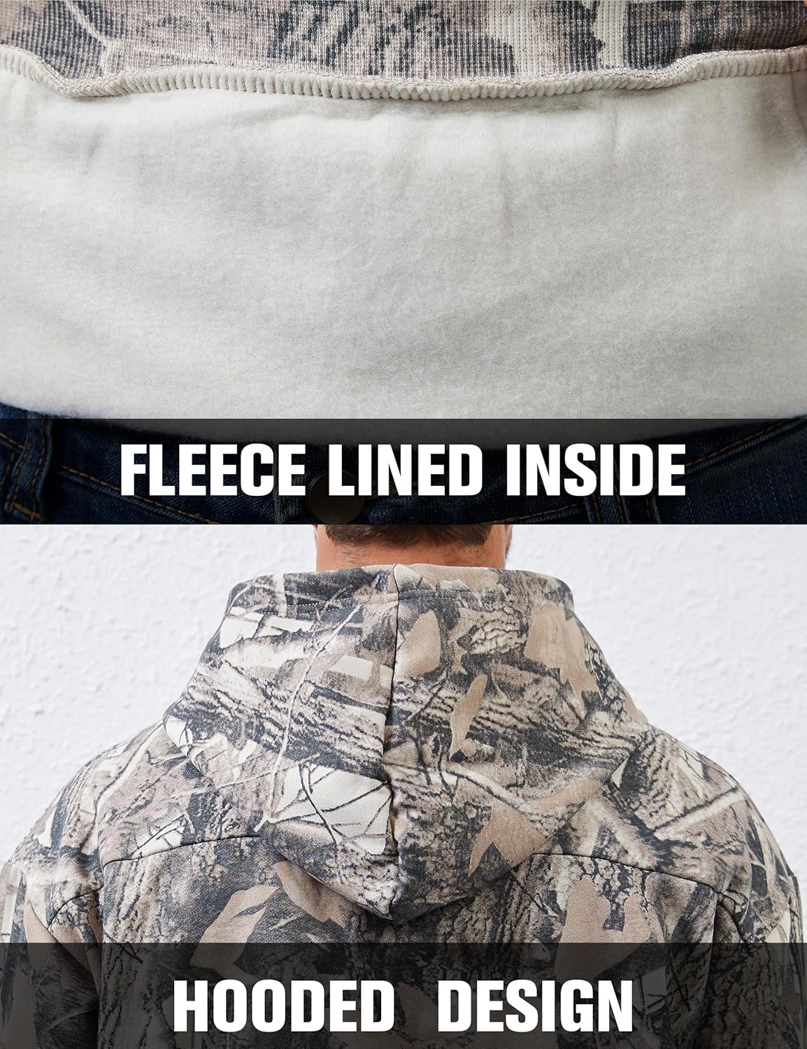 Men's Camo Hoodies Oversized Fleece Pullover Hooded Sweatshirt Vintage Mens Hoodies Pullover Sweatshirts With Pockets - Image 5