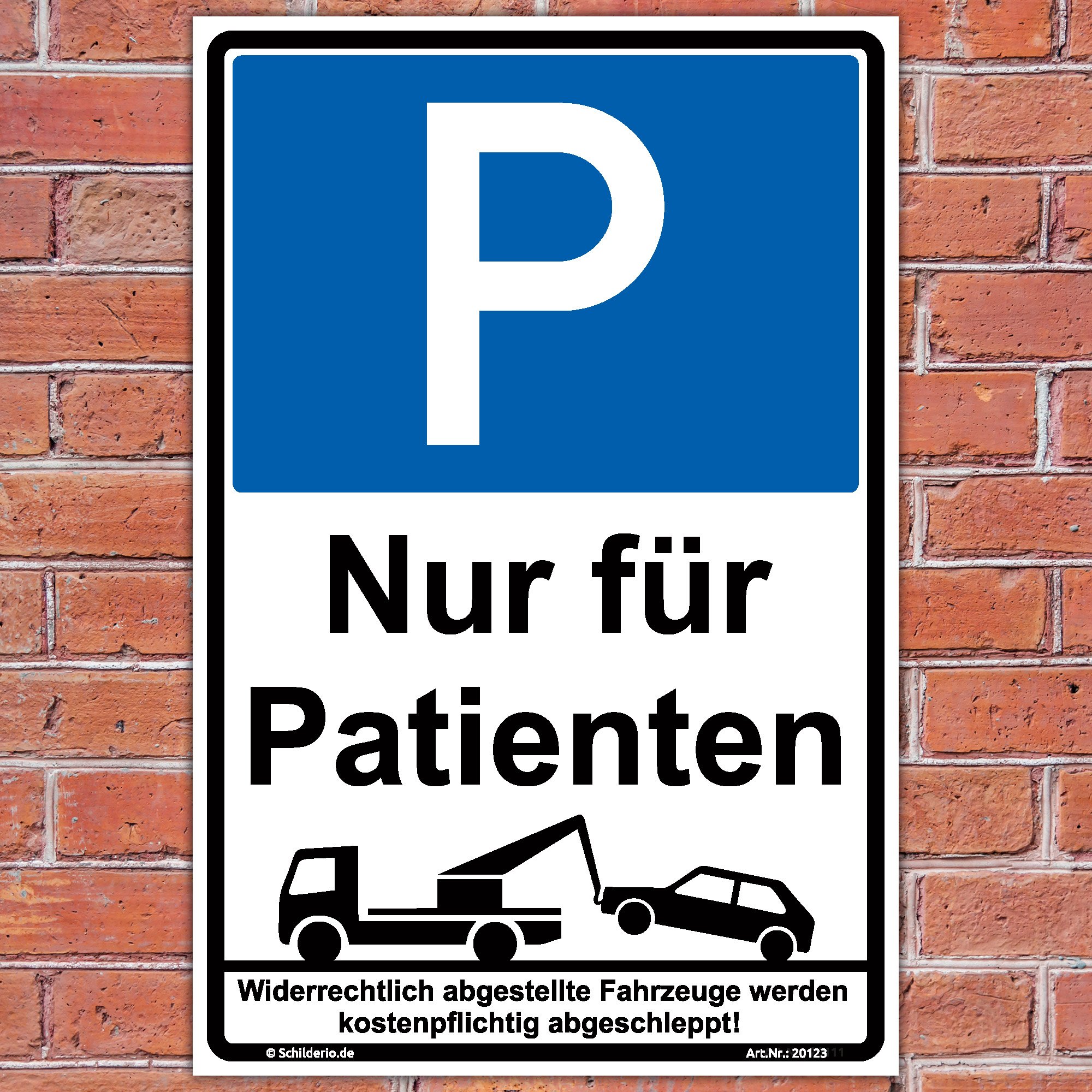 Schild "Parken nur für Patienten" Hinweisschild 600x400 mm hochkant, stabile Aluminiumverbundplatte 3mm stark - inkl. 4 Eckbohrungen