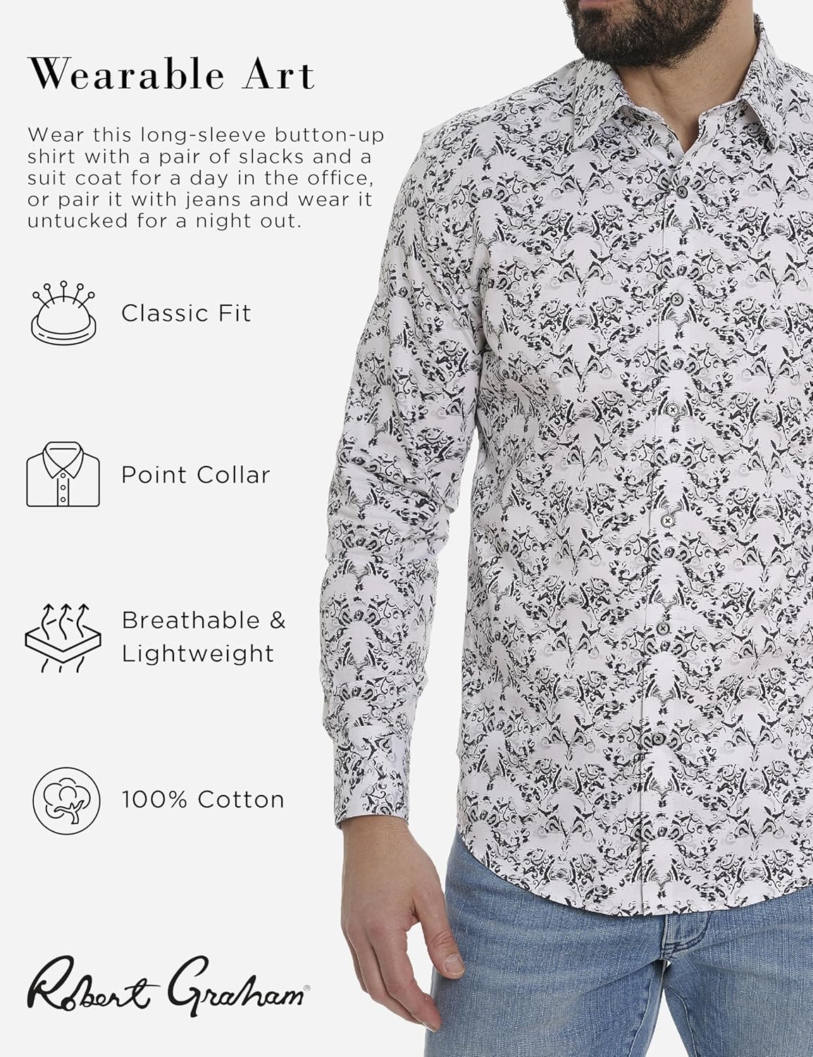 Robert Graham Mens Criswell Long Sleeve Woven Shirt - Image 2