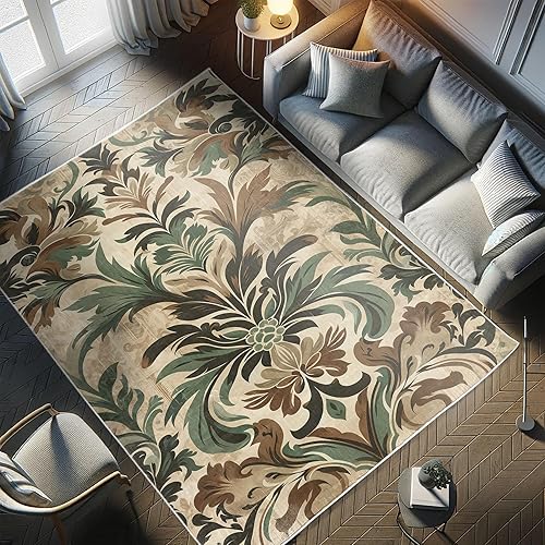 Miniatura 8 de Ambesonne Alfombra decorativa floral, acuarela temática de primavera, pintura de hierbas, flores, botánica, jardín, arte, alfombra de calidad para