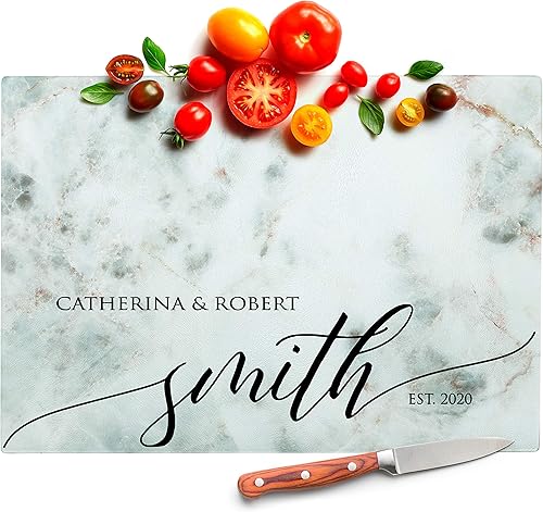 Letreros de cocina personalizados para parejas, 12 opciones de color, 11 x 15 pulgadas, tabla de cortar de vidrio personalizada, boda y aniversario disponible en Yaxa El Salvador